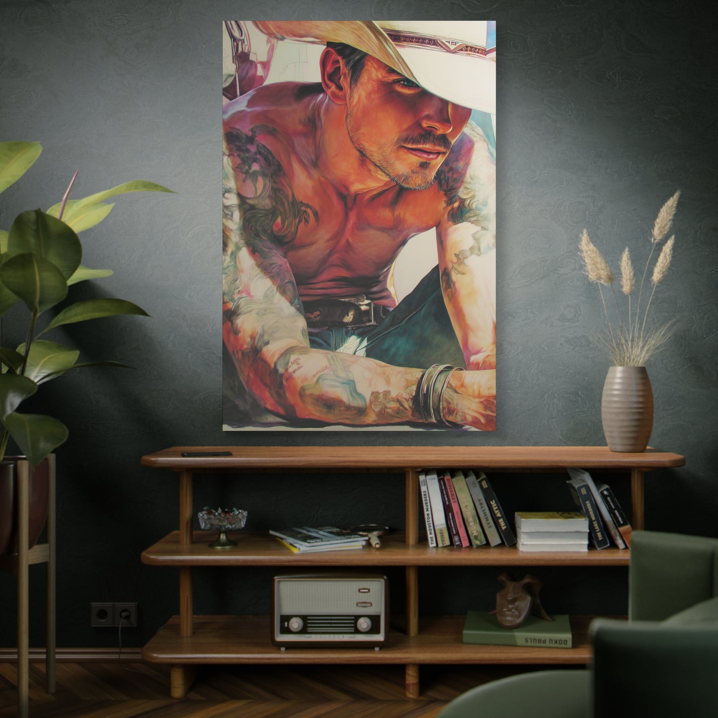 Gallery Wrapped Canvas, Wranglers and Wreckage Art Canvas, Erotic Pinup Art Canvas – Cade