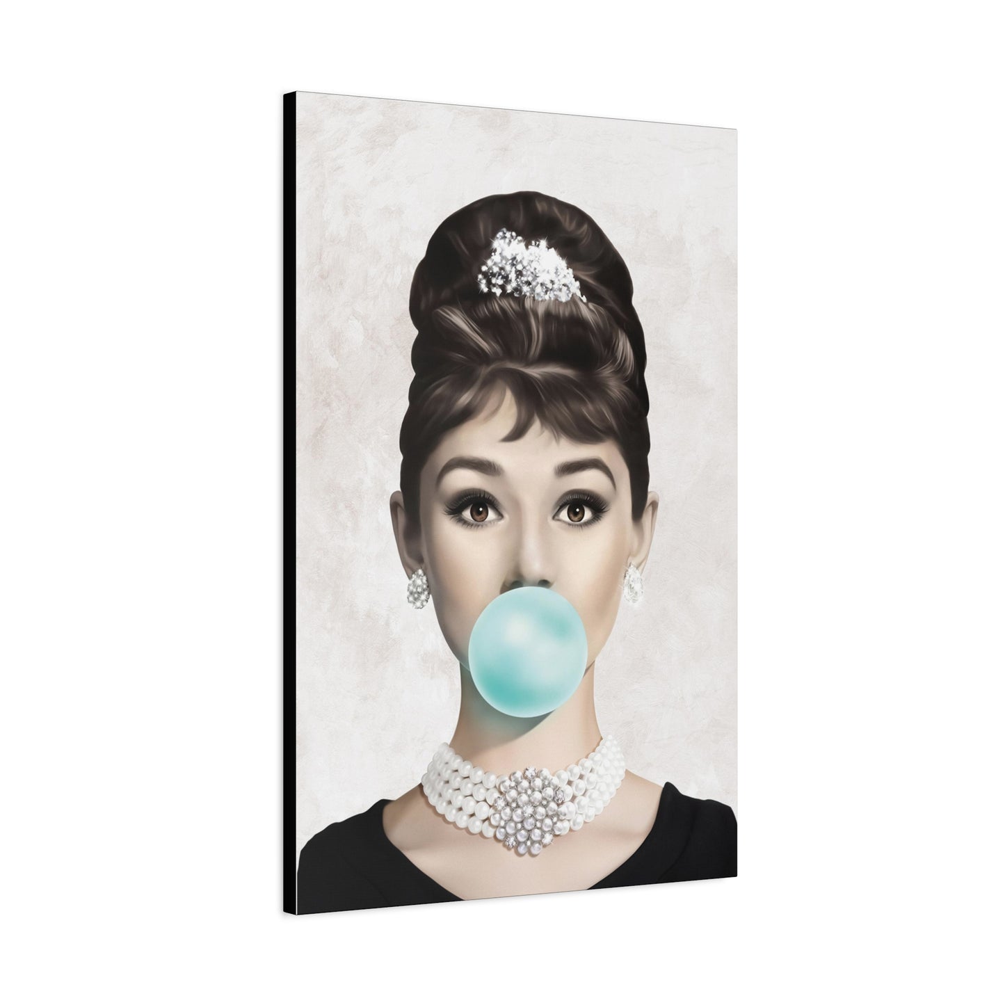 Gallery Wrapped Canvas, Audrey Hepburn Art Canvas, Celebrity Diva Art Canvas – Audrey Hepburn Bubblegum
