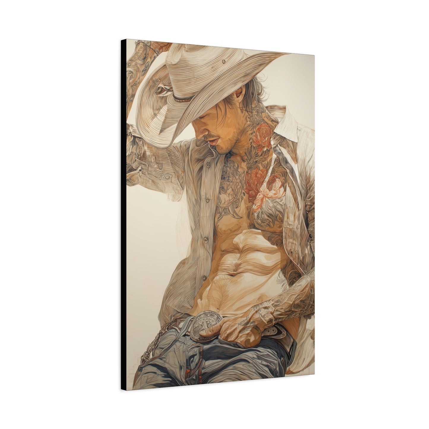 Gallery Wrapped Canvas, Wranglers and Wreckage Art Canvas, Erotic Pinup Art Canvas – Levi