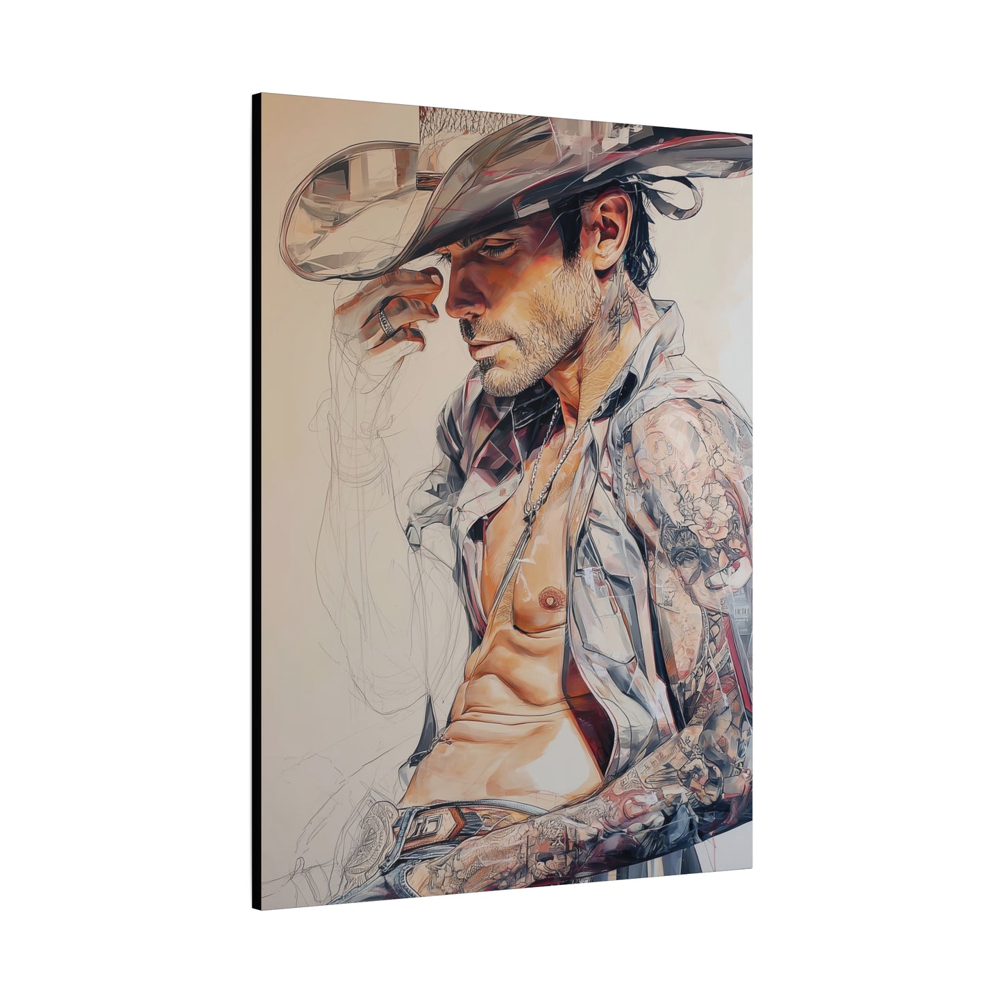 Gallery Wrapped Canvas, Wranglers and Wreckage Art Canvas, Erotic Pinup Art Canvas – Huck