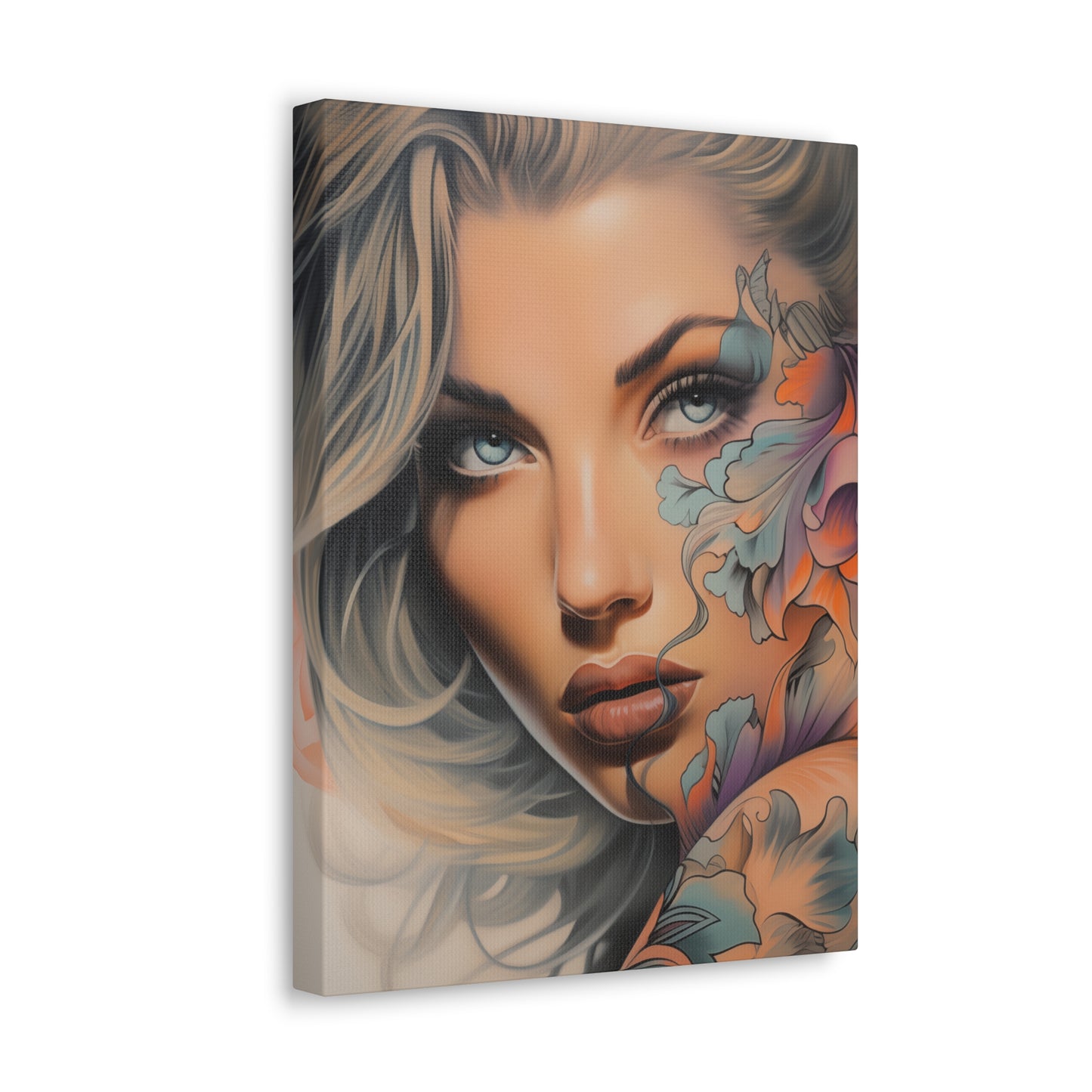 Gallery Wrapped Canvas, Edgy Tattooed Beauty, Urban Pop Art Canvas – Bella