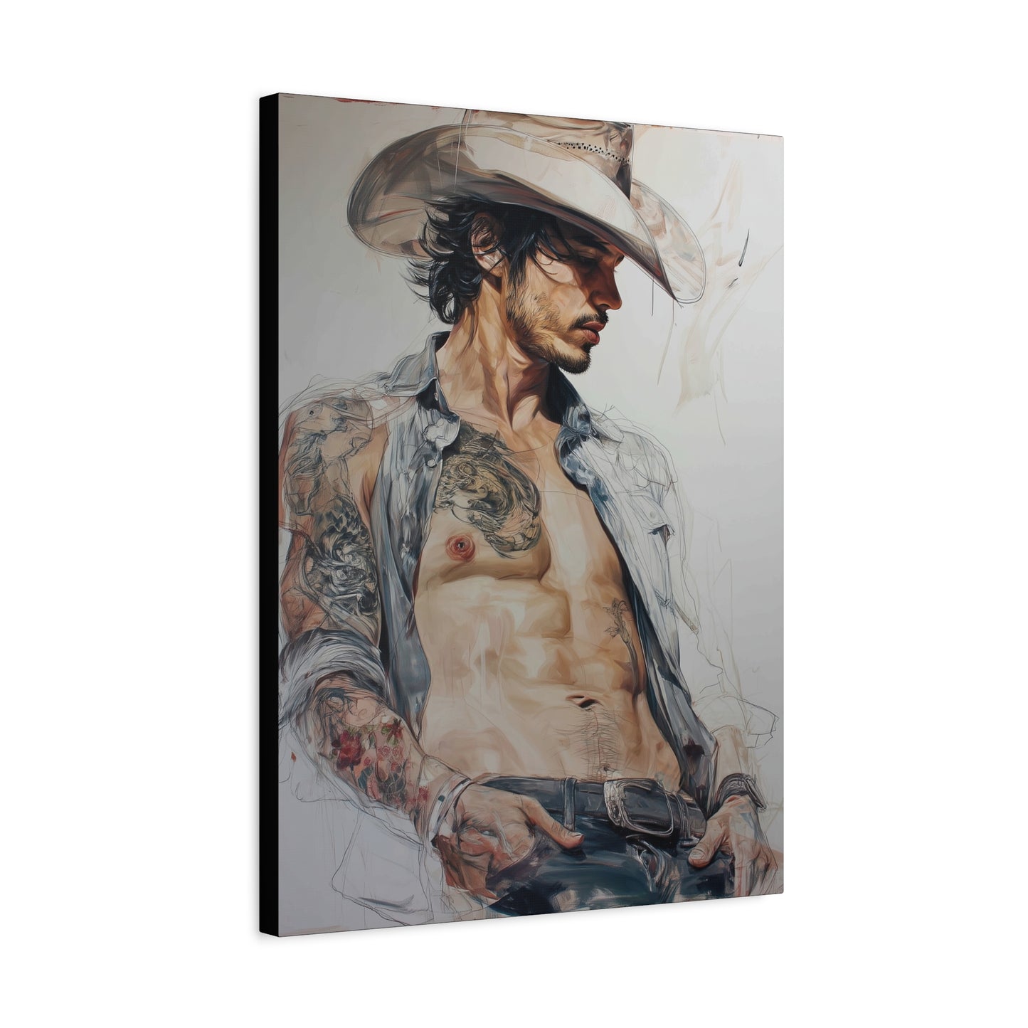 Gallery Wrapped Canvas, Wranglers and Wreckage Art Canvas, Erotic Pinup Art Canvas – Sawyer