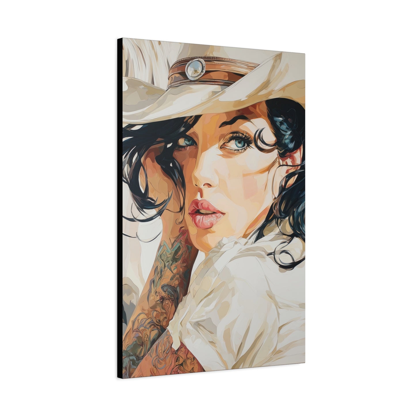 Gallery Wrapped Canvas, Wranglers and Wreckage Art Canvas, Erotic Pinup Art Canvas – Lacey