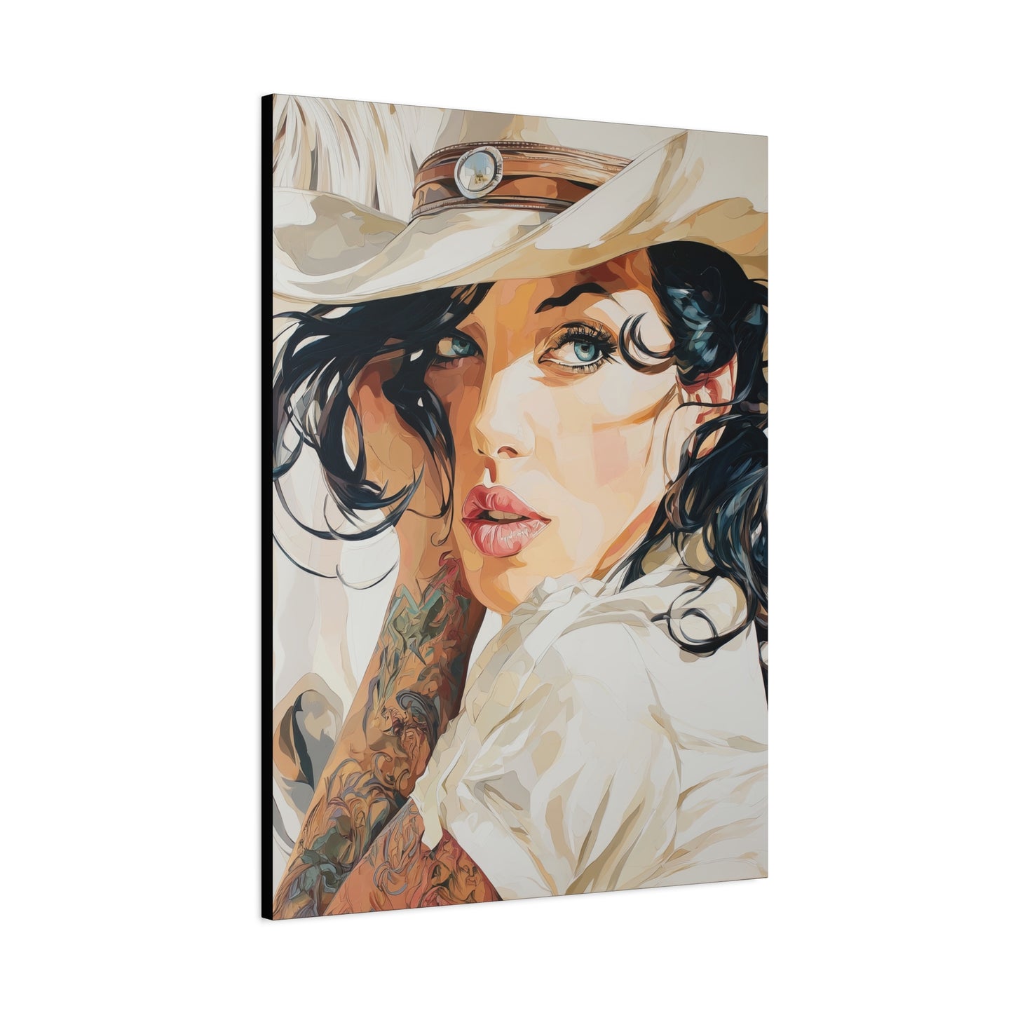 Gallery Wrapped Canvas, Wranglers and Wreckage Art Canvas, Erotic Pinup Art Canvas – Lacey