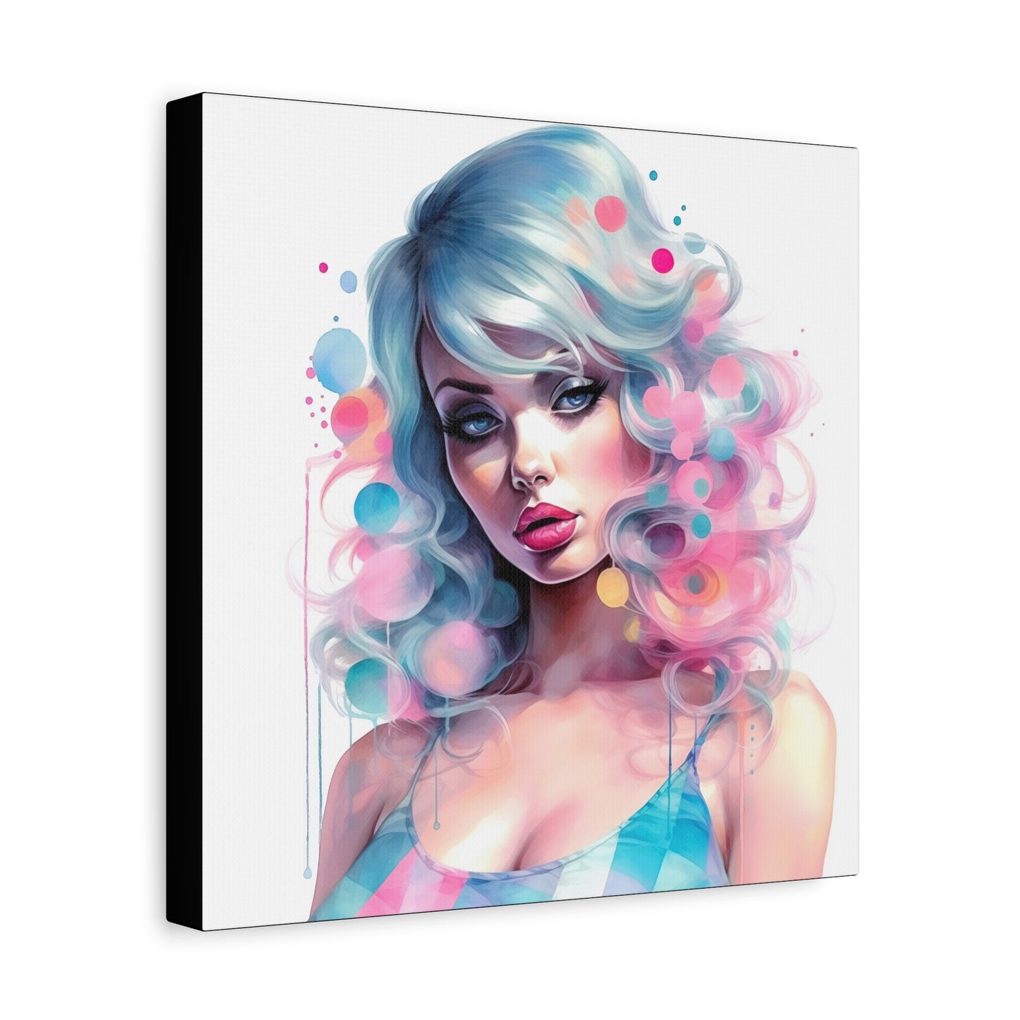 Canvas Gallery Wrapped High-Fashion Wall Art, Stylish Decor, Retro Femme Doll Pop Art – Sylvie