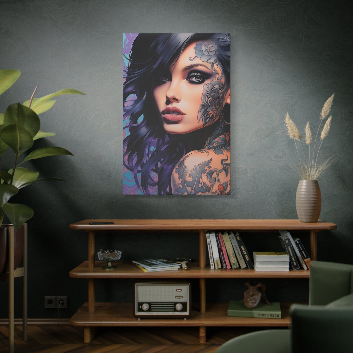 Gallery Wrapped Canvas, Edgy Tattooed Beauty, Urban Pop Art Canvas – Dominique