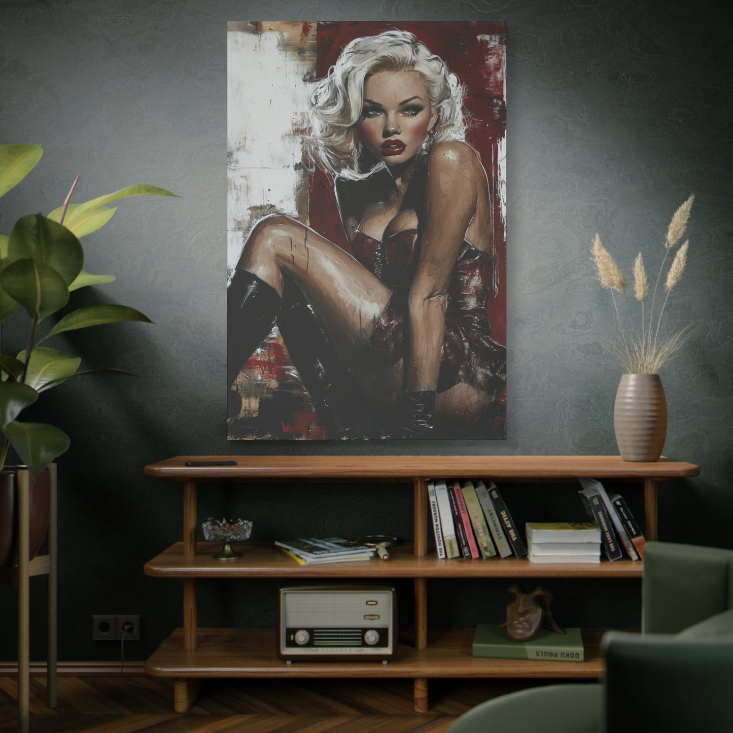 Gallery Wrapped Canvas, Guilt and Grit Adult Art Canvas, Erotic Pinup Art Canvas – Valentina