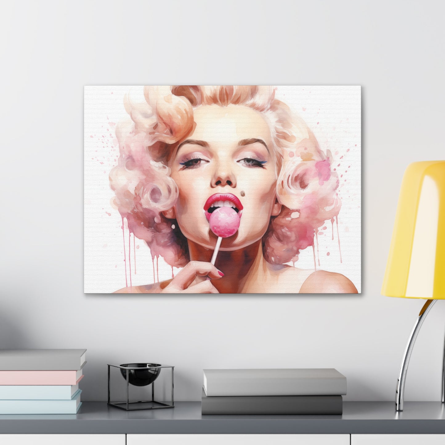 Canvas Wall Art, Gallery Wrapped Pop Art, Celebrity Wall Art – Marilyn Monroe - Lollipop
