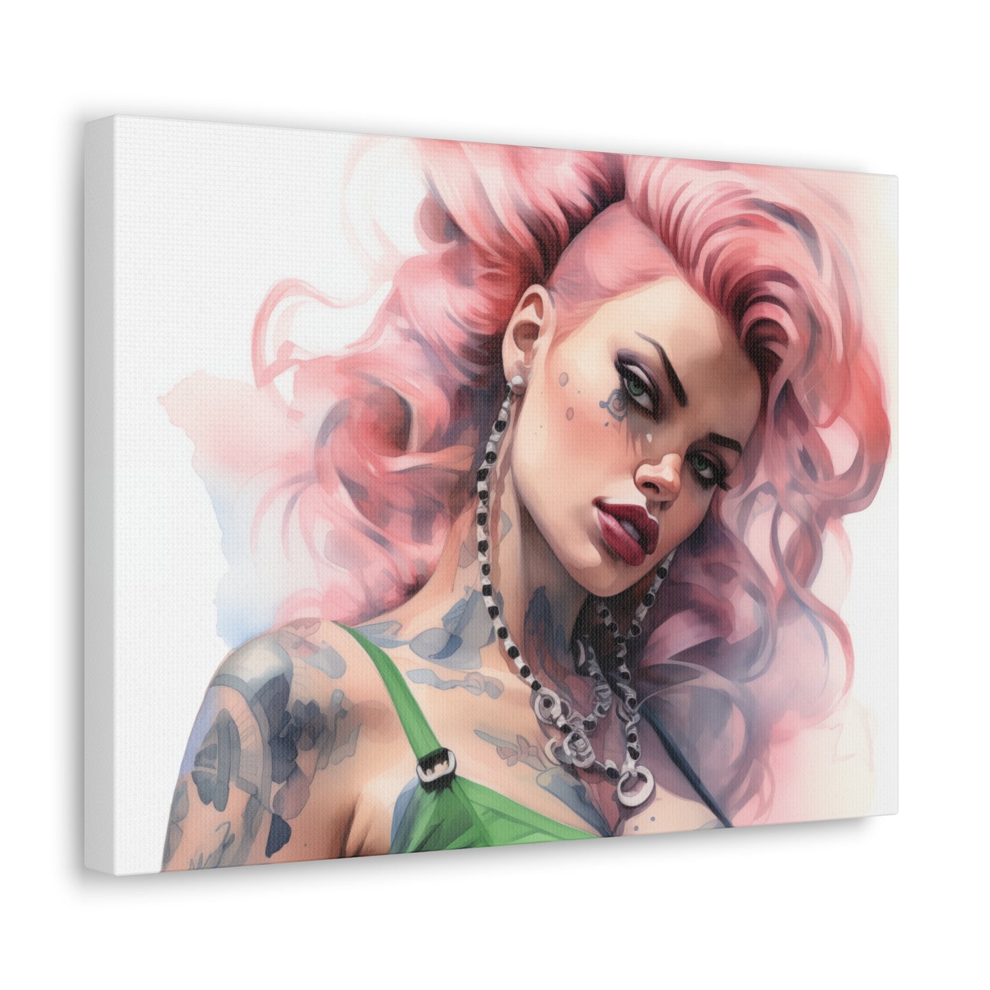 Gallery Wrapped Canvas, Edgy Tattooed Beauty, Urban Pop Art Canvas – Colette