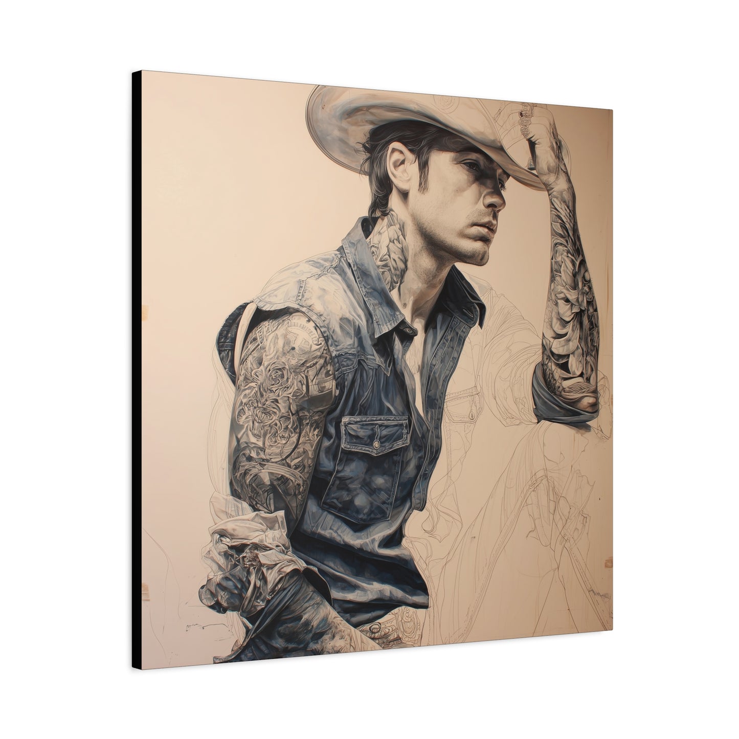 Gallery Wrapped Canvas, Wranglers and Wreckage Art Canvas, Erotic Pinup Art Canvas – Clay