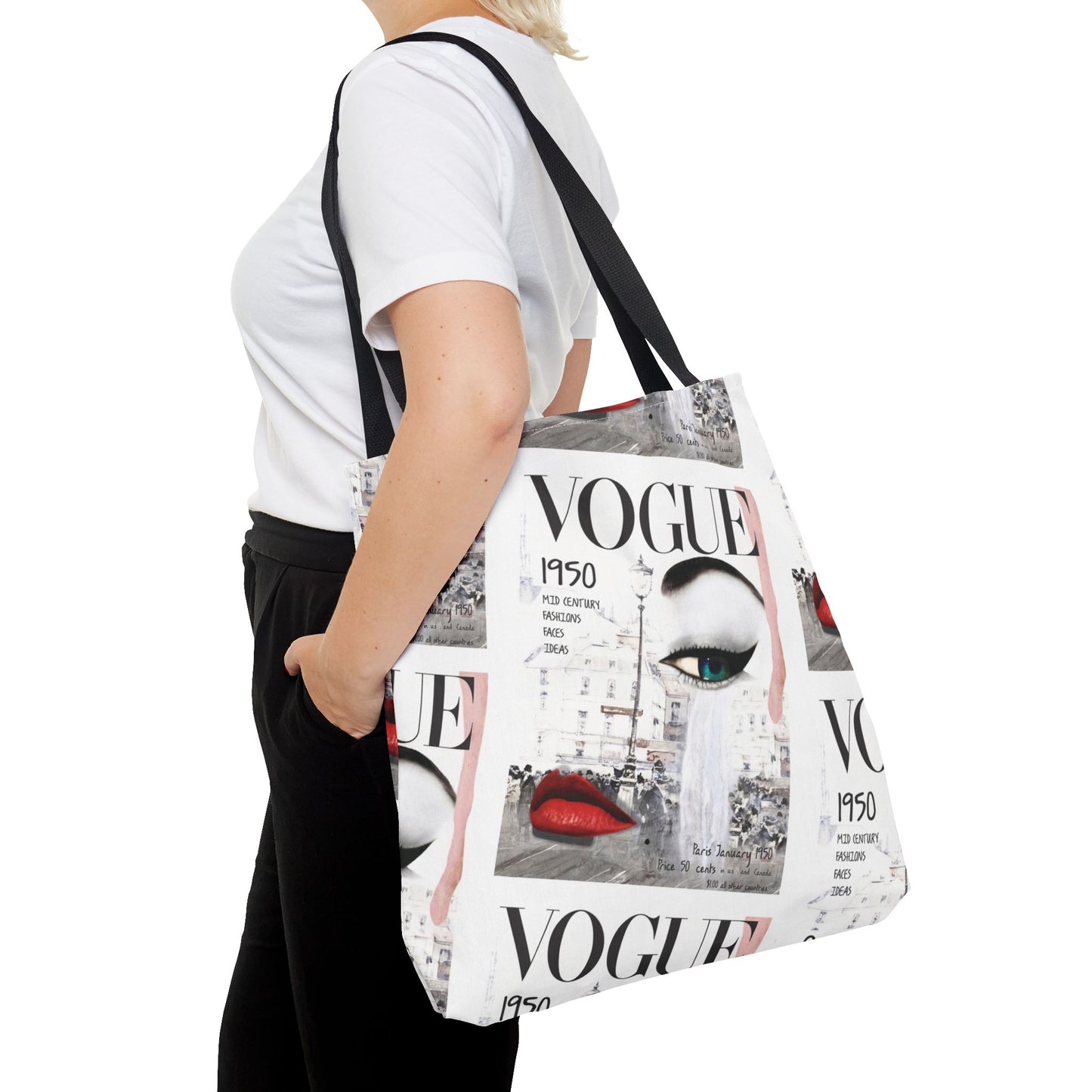 1950 Fashion Face Tote Bag, Utility Tote - VOGUE Tote - Fashion Tote