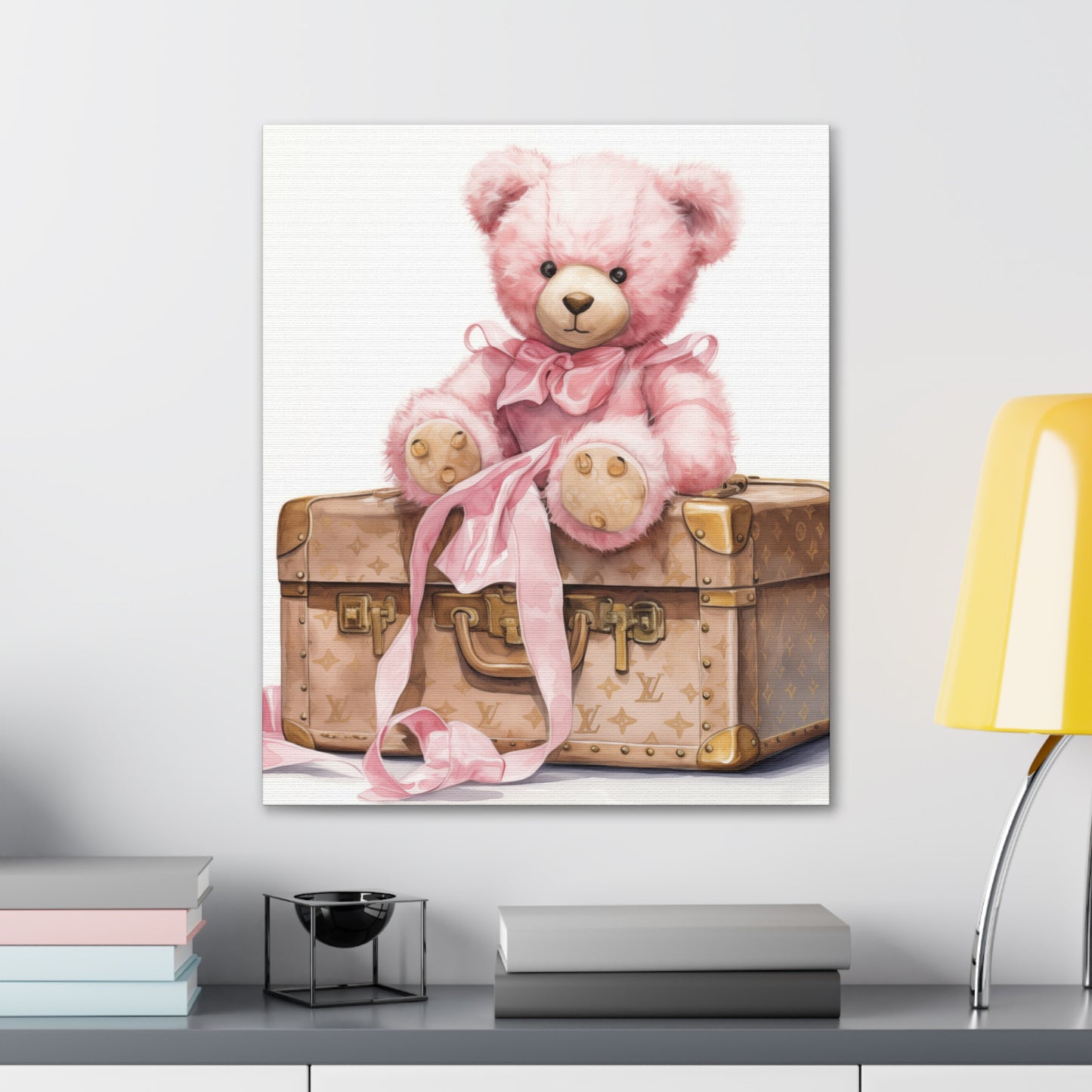 Canvas Gallery Wrap - LV Bear Wall Art - Gold Buttons