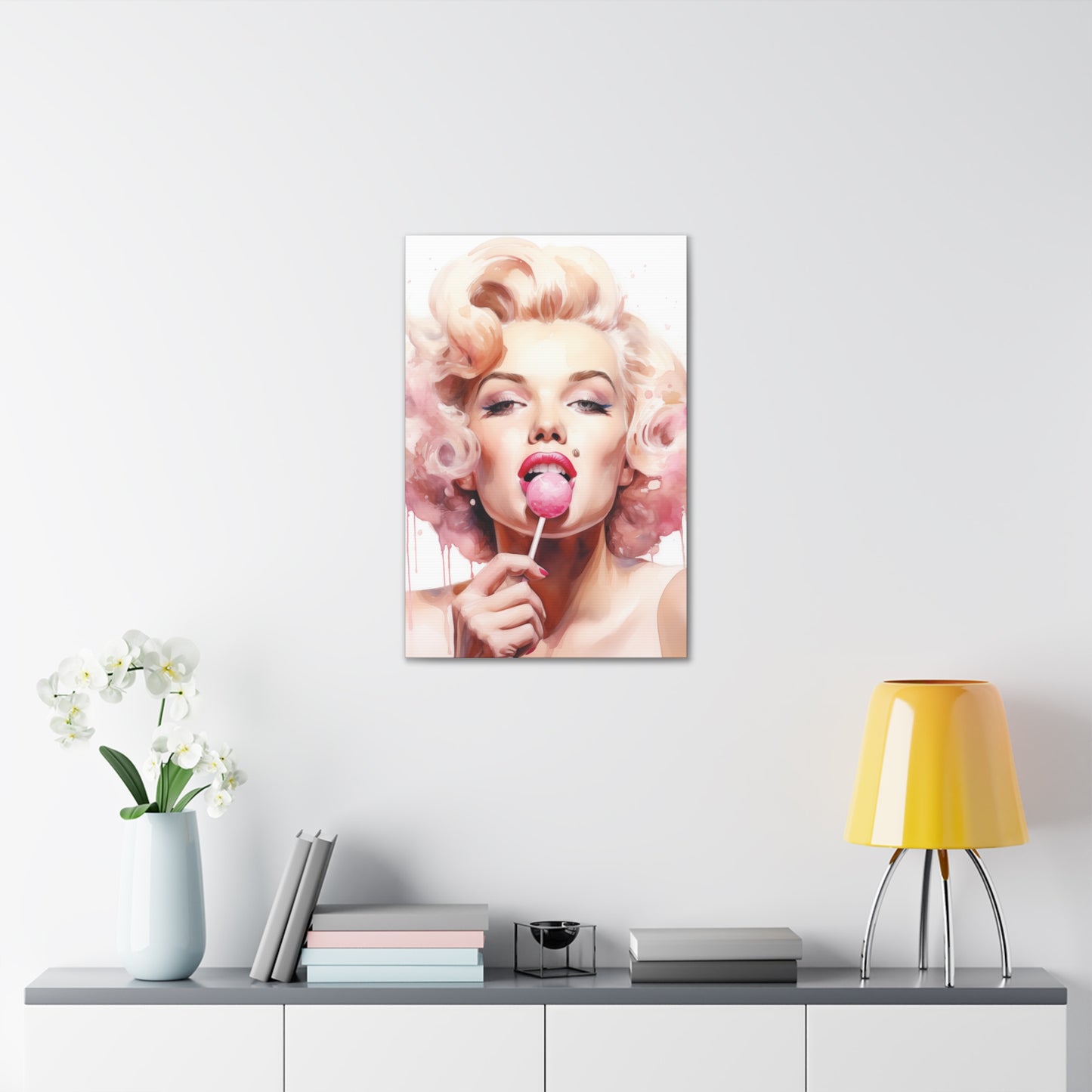 Canvas Wall Art, Gallery Wrapped Pop Art, Celebrity Wall Art – Marilyn Monroe - Lollipop