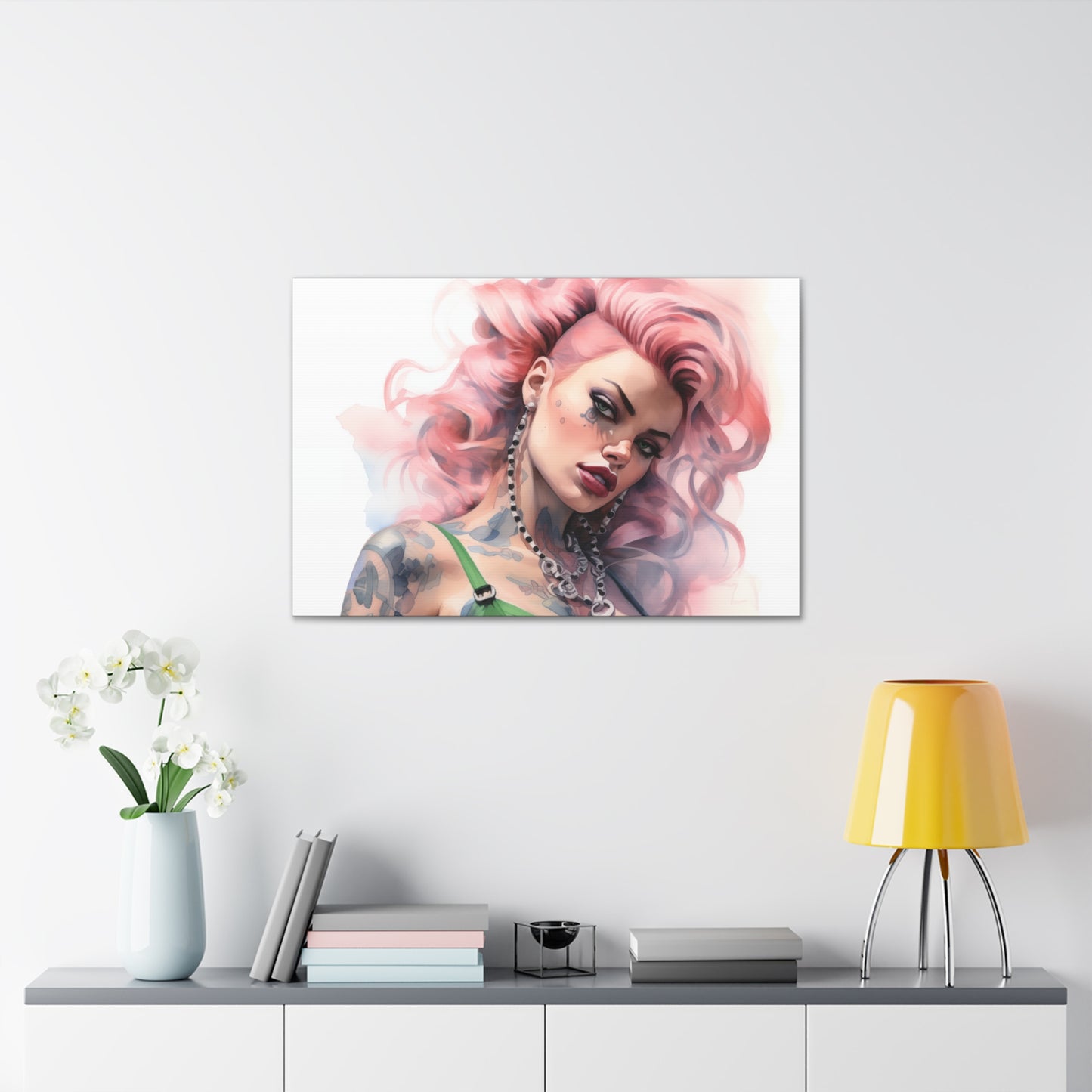 Gallery Wrapped Canvas, Edgy Tattooed Beauty, Urban Pop Art Canvas – Colette