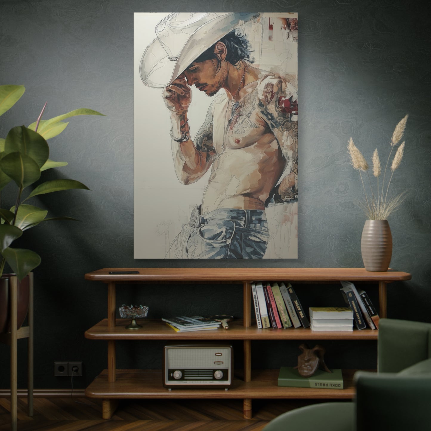 Gallery Wrapped Canvas, Wranglers and Wreckage Art Canvas, Erotic Pinup Art Canvas – Silas