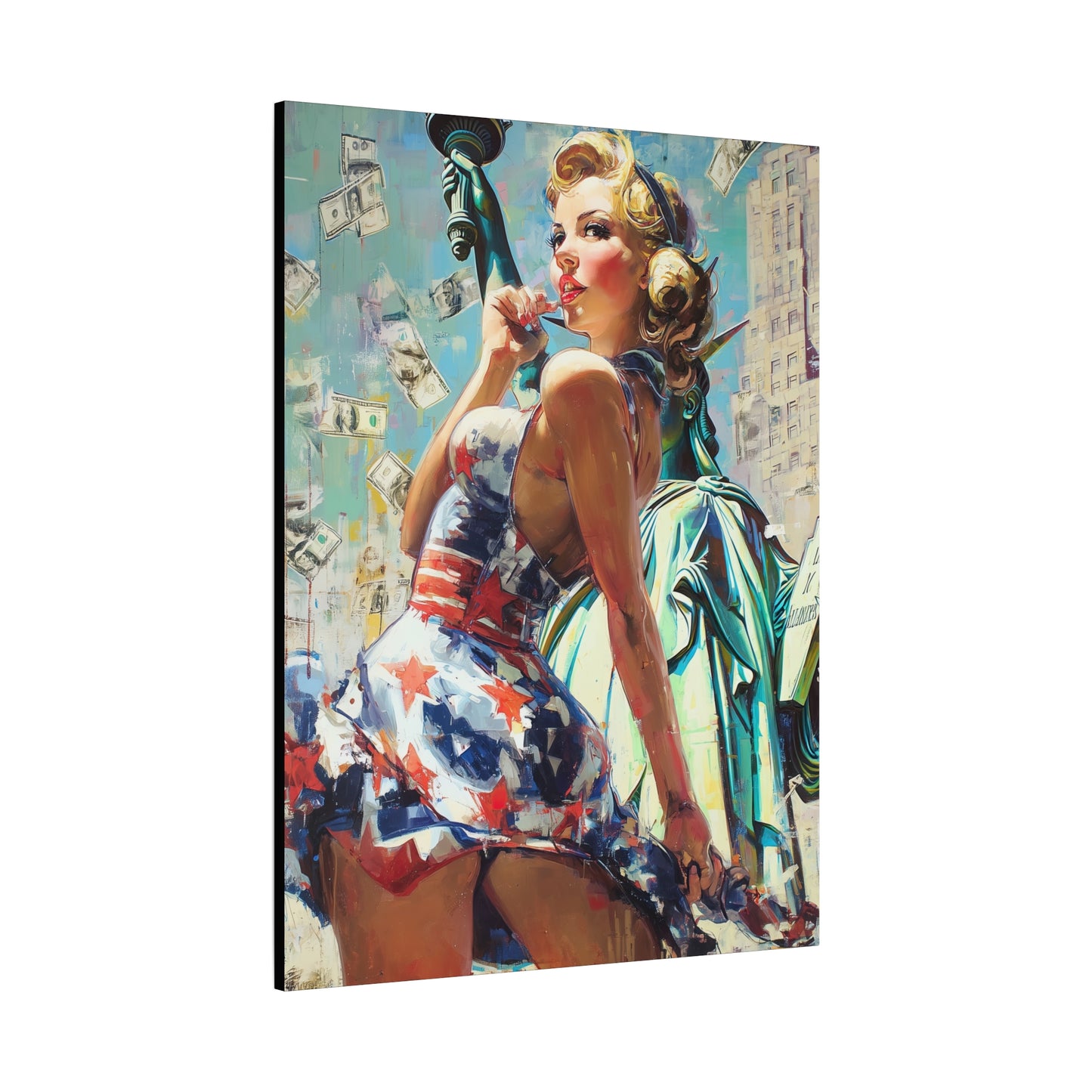 Gallery Wrapped Canvas, American Nonsense Art Canvas, Political Pinup Art Canvas – Bonnie