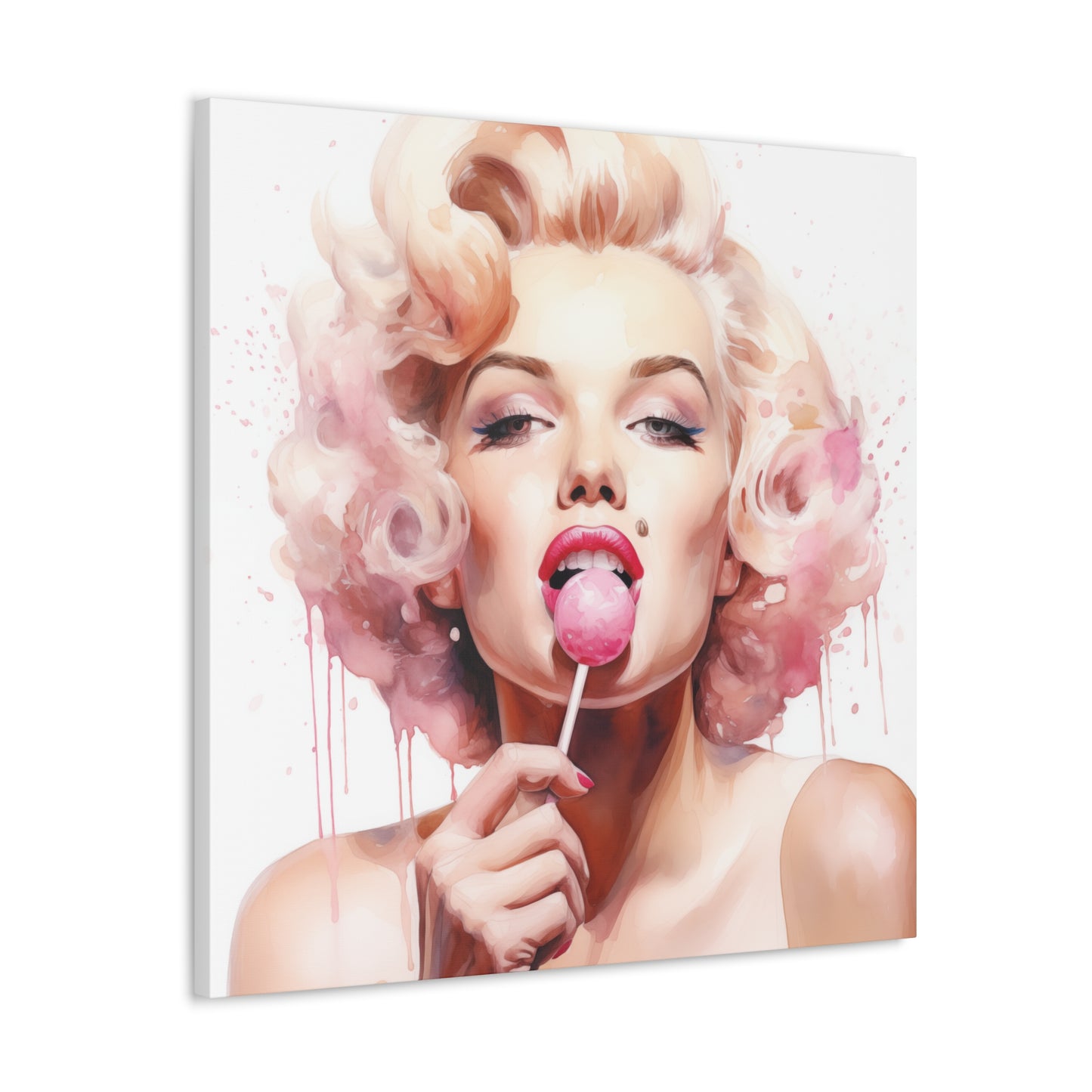 Canvas Wall Art, Gallery Wrapped Pop Art, Celebrity Wall Art – Marilyn Monroe - Lollipop