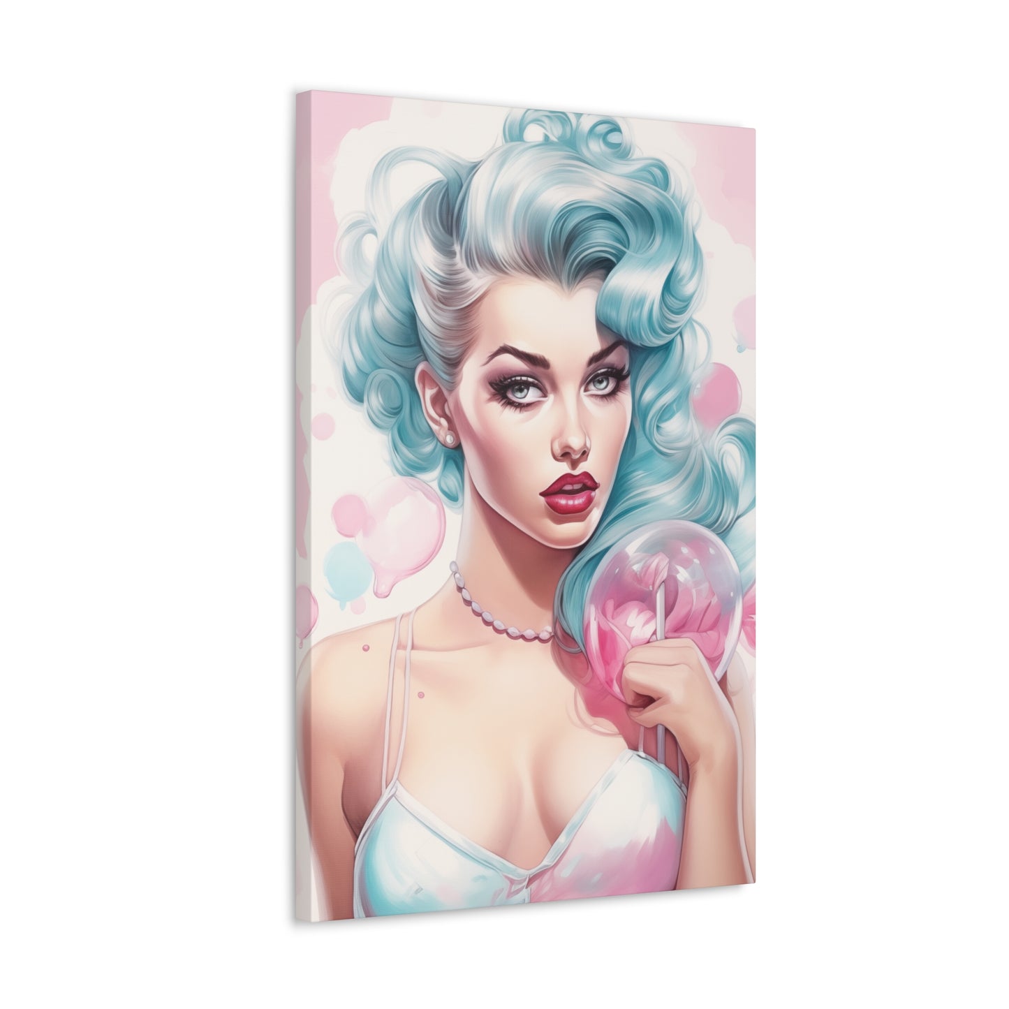 Canvas Gallery Wrapped High-Fashion Wall Art, Stylish Decor, Retro Femme Doll Pop Art – Tessa