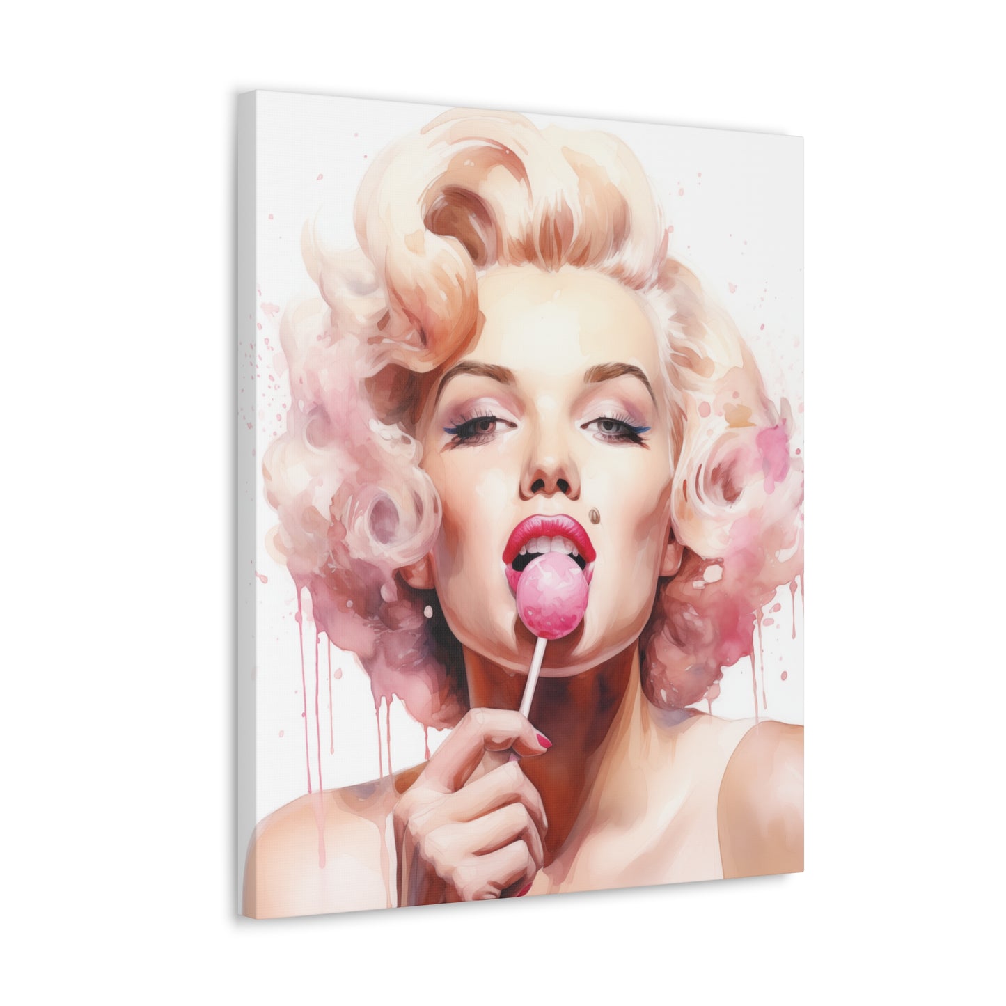 Canvas Wall Art, Gallery Wrapped Pop Art, Celebrity Wall Art – Marilyn Monroe - Lollipop