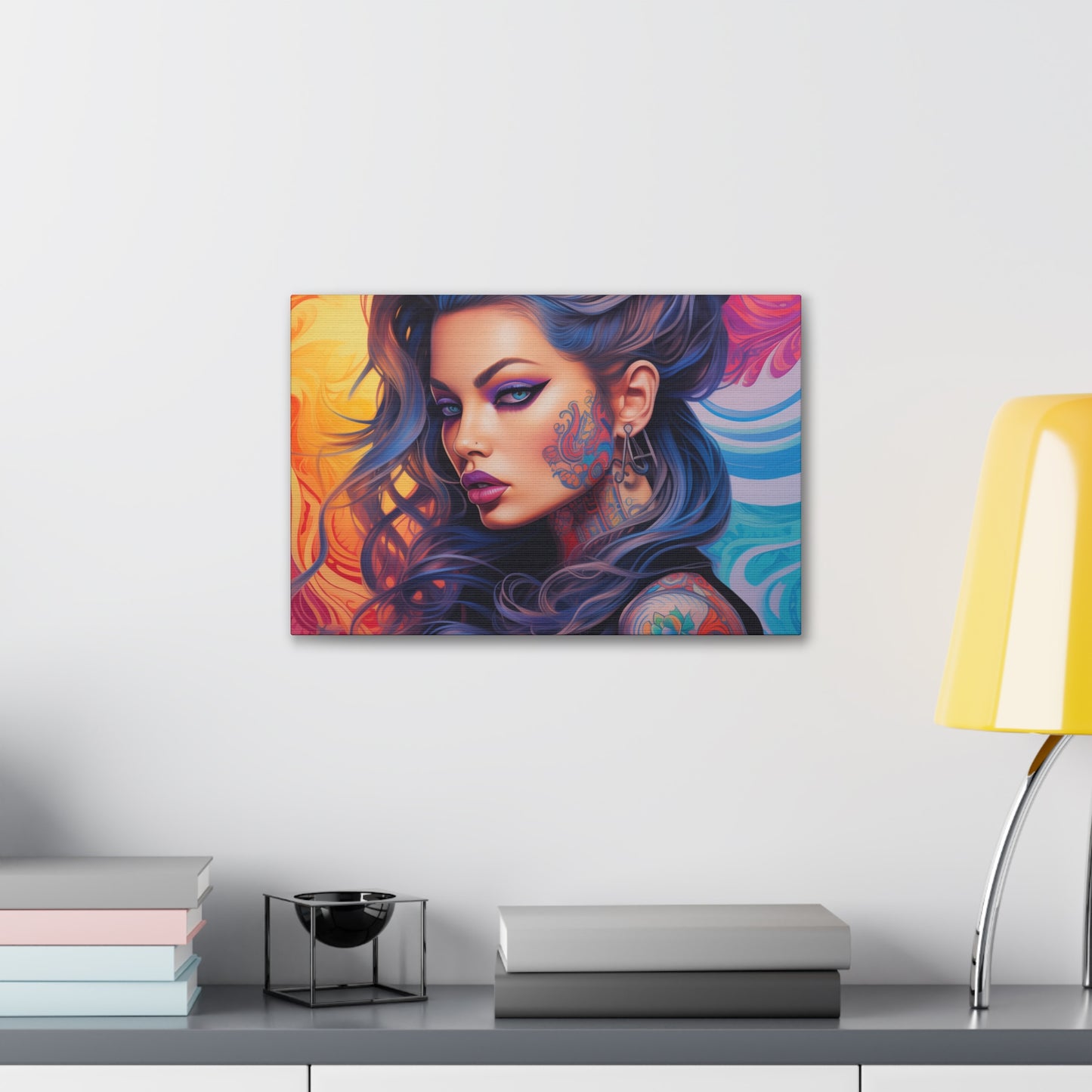 Gallery Wrapped Canvas, Edgy Tattooed Beauty, Urban Pop Art Canvas – Faye