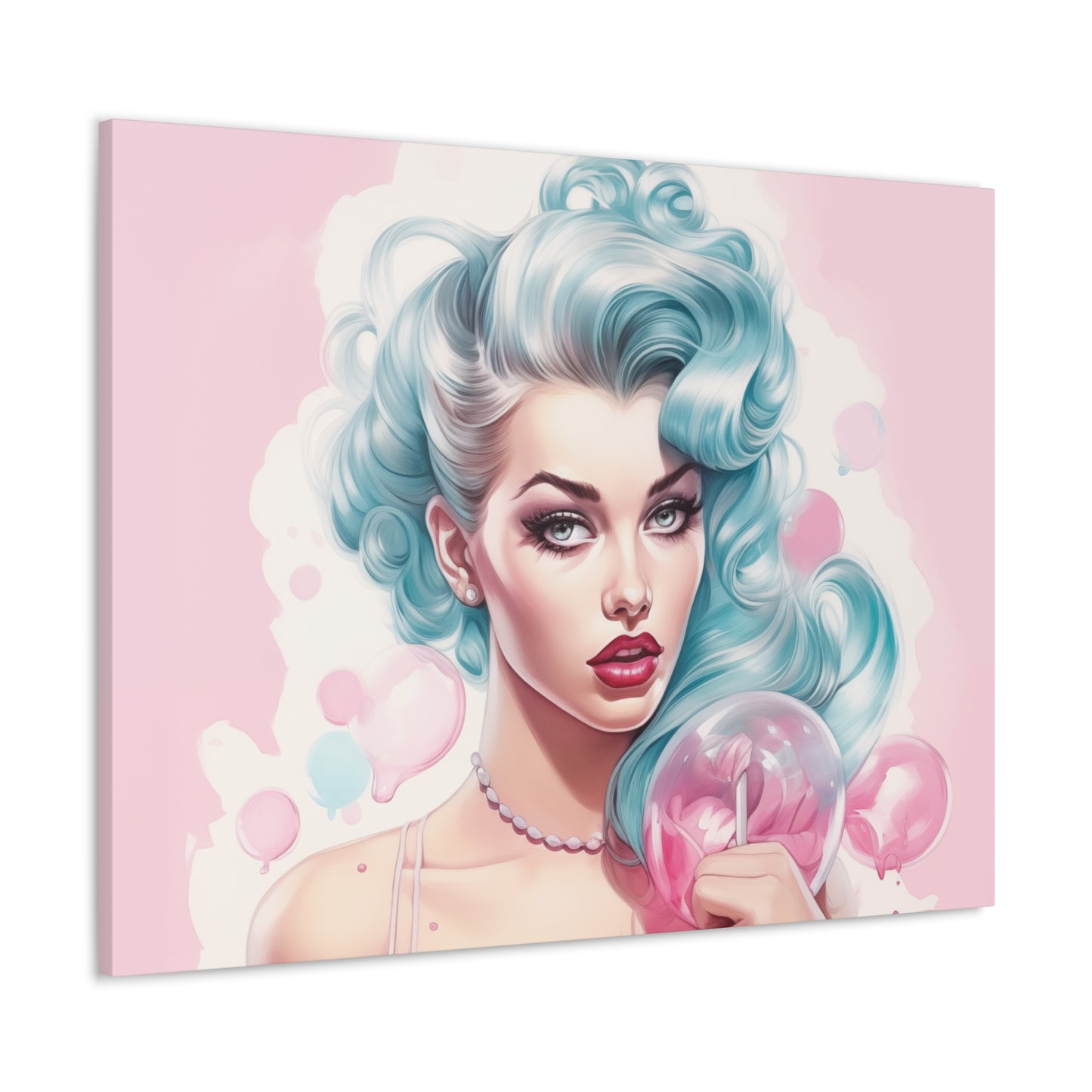 Canvas Gallery Wrapped High-Fashion Wall Art, Stylish Decor, Retro Femme Doll Pop Art – Tessa