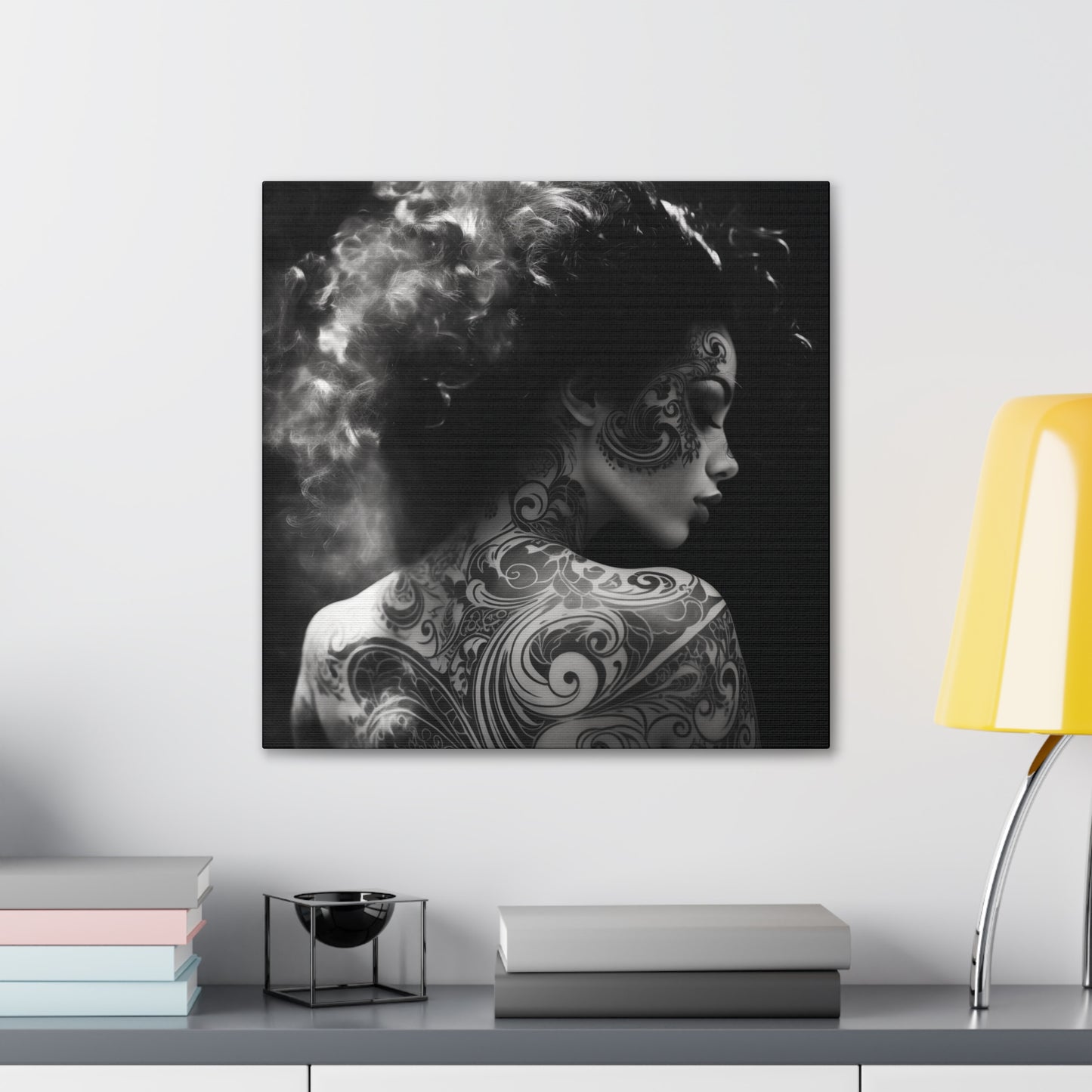 Canvas Gallery Wrap - Black and White Photography - Tattooed and Smoking Again