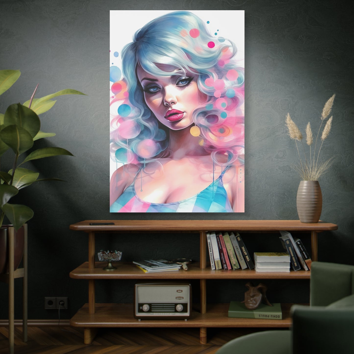 Canvas Gallery Wrapped High-Fashion Wall Art, Stylish Decor, Retro Femme Doll Pop Art – Sylvie