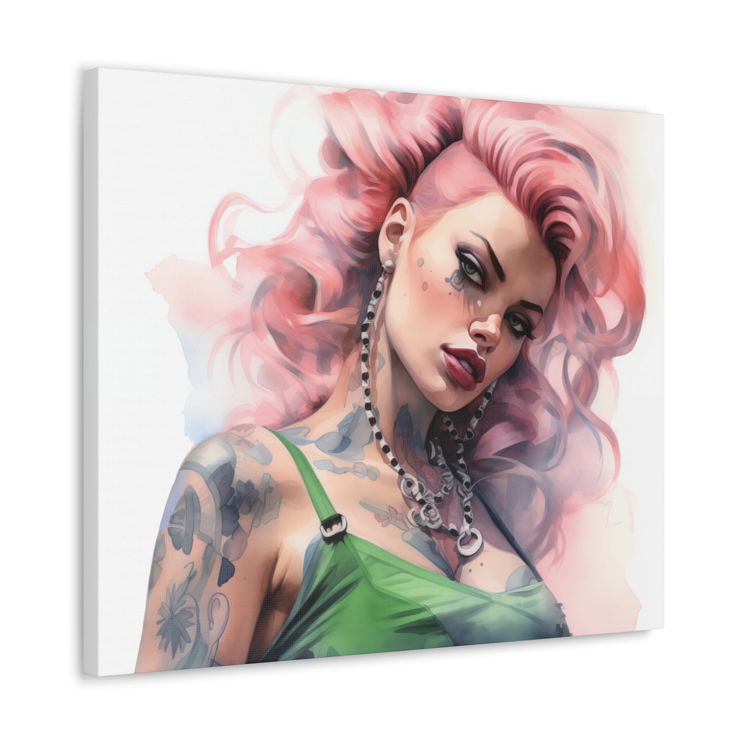 Gallery Wrapped Canvas, Edgy Tattooed Beauty, Urban Pop Art Canvas – Colette