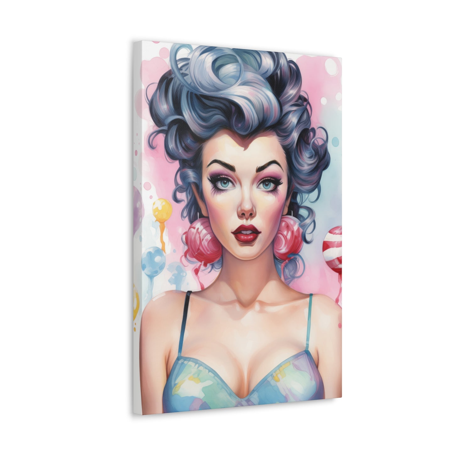 Canvas Gallery Wrapped High-Fashion Wall Art, Stylish Decor, Retro Femme Doll Pop Art – Poppy