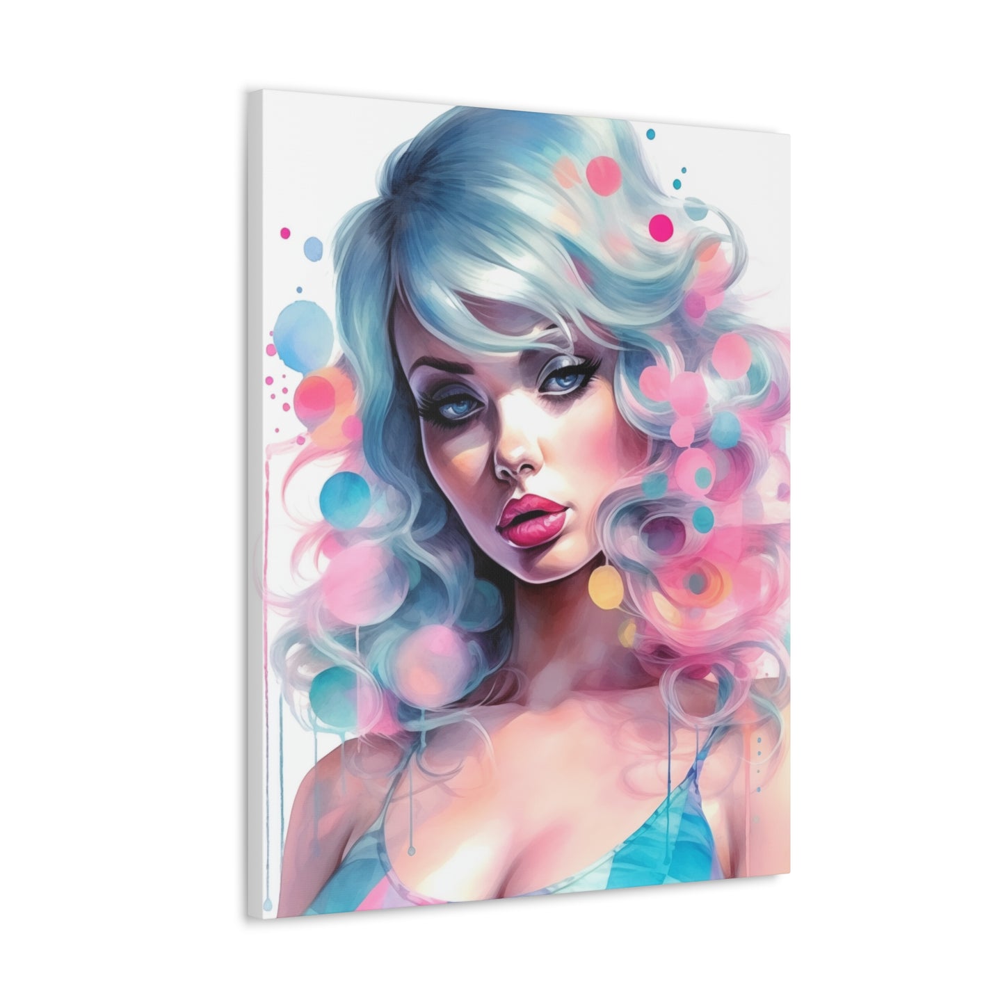 Canvas Gallery Wrapped High-Fashion Wall Art, Stylish Decor, Retro Femme Doll Pop Art – Sylvie