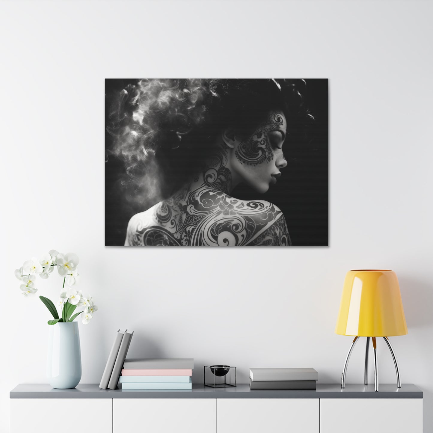 Canvas Gallery Wrap - Black and White Photography - Tattooed and Smoking Again