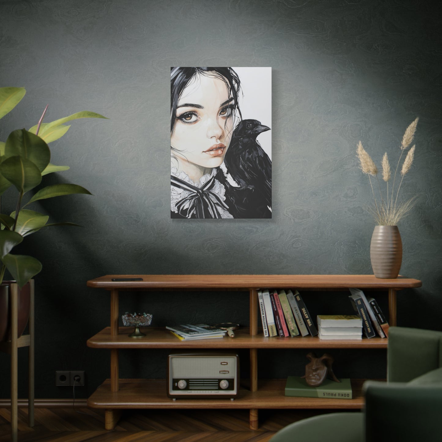 Gallery Wrapped Canvas, Myth and Bones Gothic Art Canvas, Dark Muse Canvas - Elowen