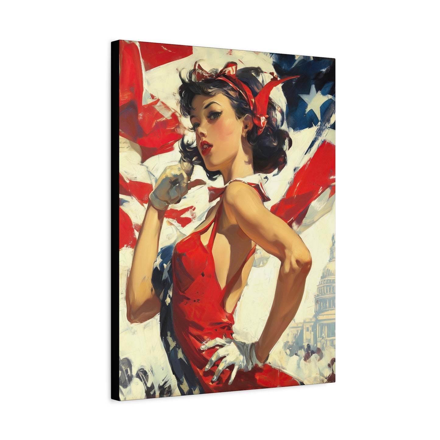 Gallery Wrapped Canvas, American Nonsense Art Canvas, Political Pinup Art Canvas - Mindy