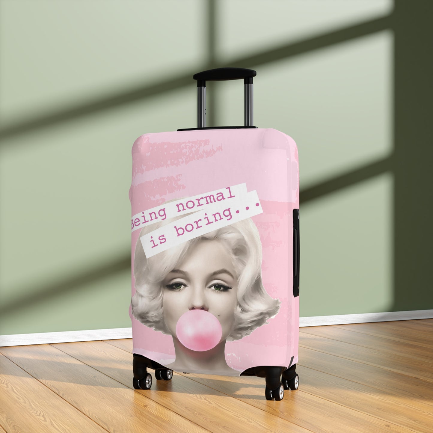 Marilyn Monroe Luggage Cover - Being Normal is Boring - Light Pink