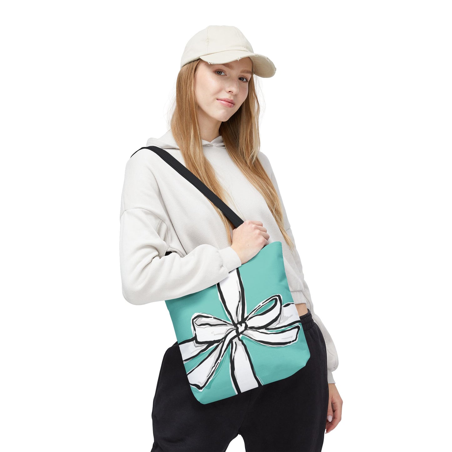 Robin Egg Blue Bow Tote Bag, Utility Tote - Breakfast at Tiffany Inspired Tote - Bow Tote