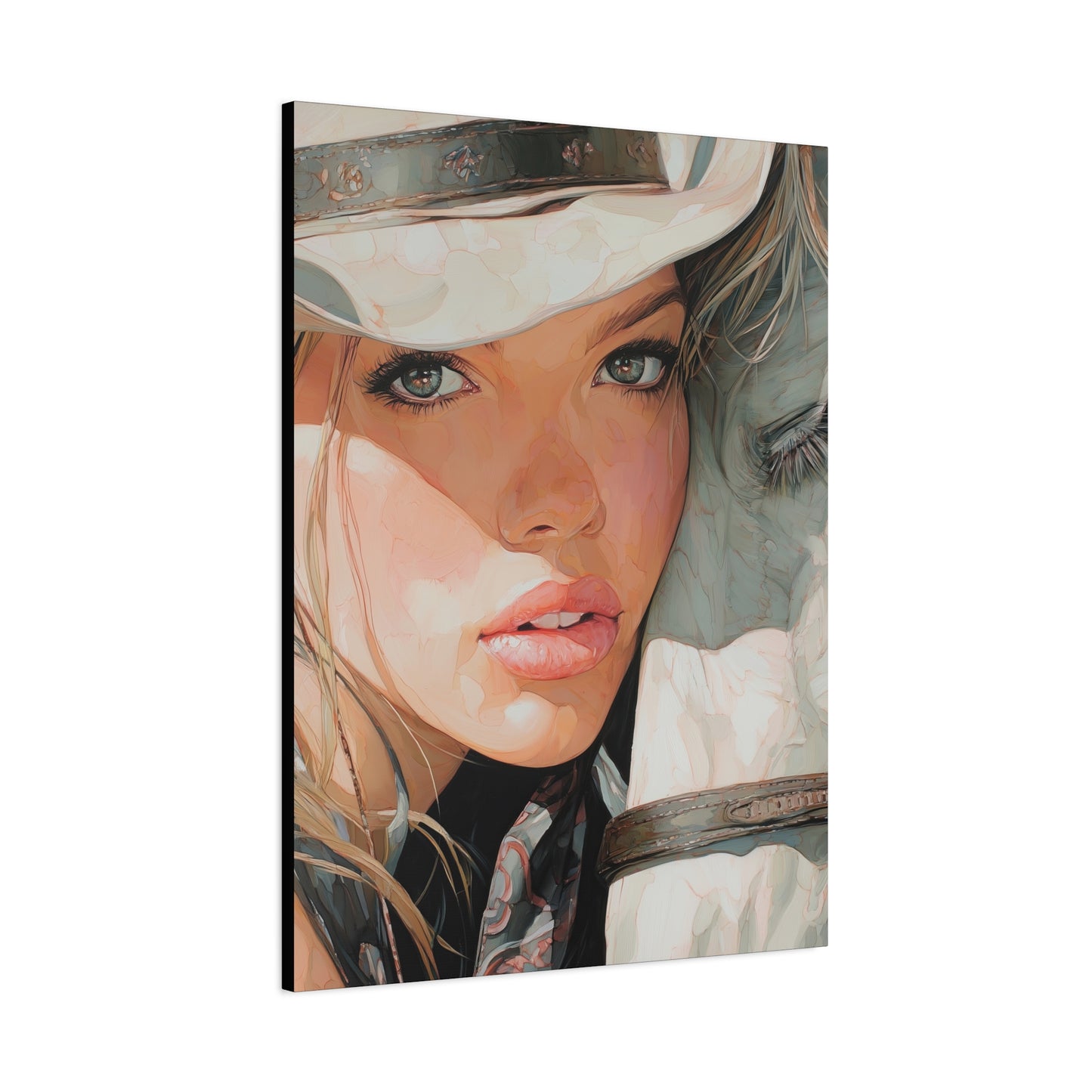 Gallery Wrapped Canvas, Wranglers and Wreckage Art Canvas, Erotic Pinup Art Canvas – Jolene