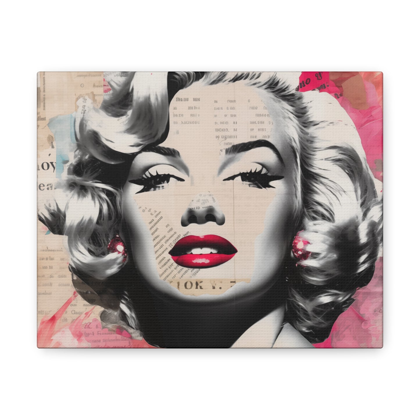 Canvas Wall Art, Gallery Wrapped Pop Art, Celebrity Wall Art – Marilyn Monroe - Newsprint