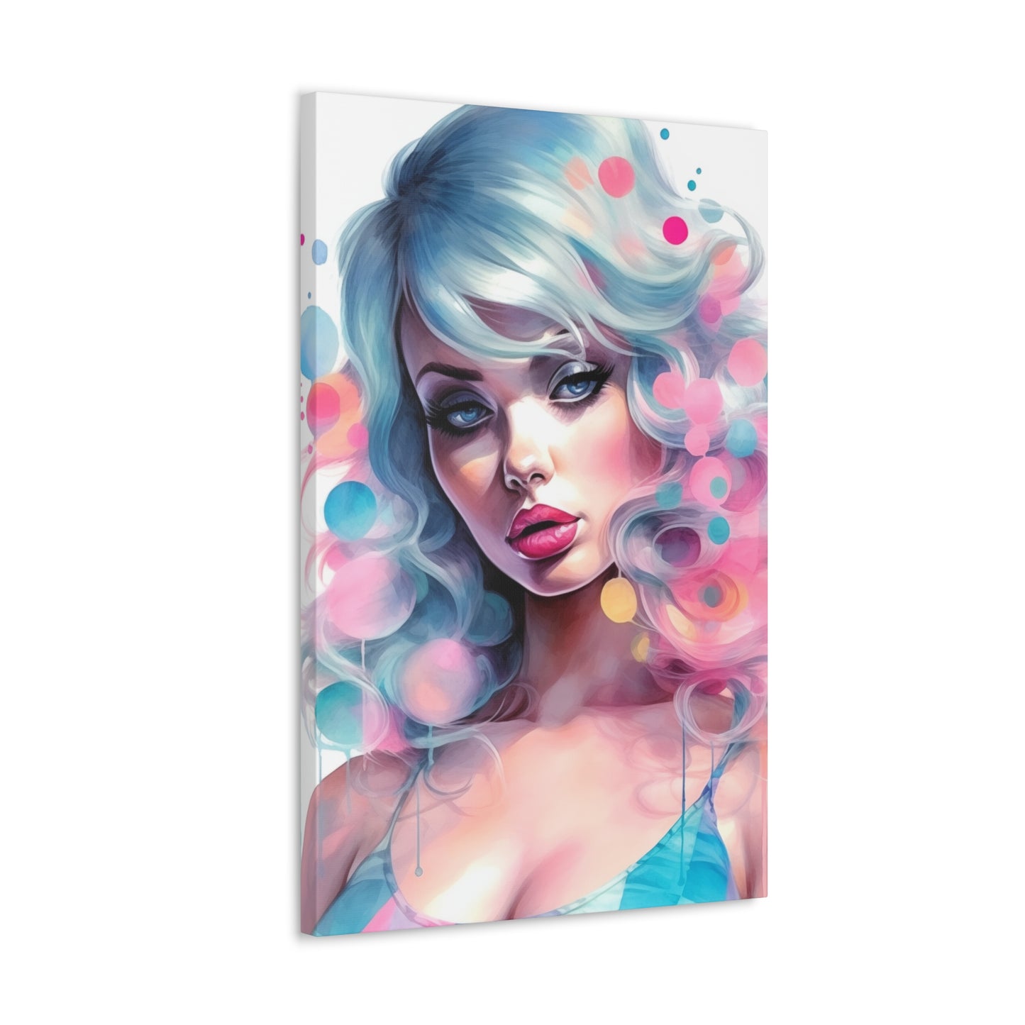 Canvas Gallery Wrapped High-Fashion Wall Art, Stylish Decor, Retro Femme Doll Pop Art – Sylvie