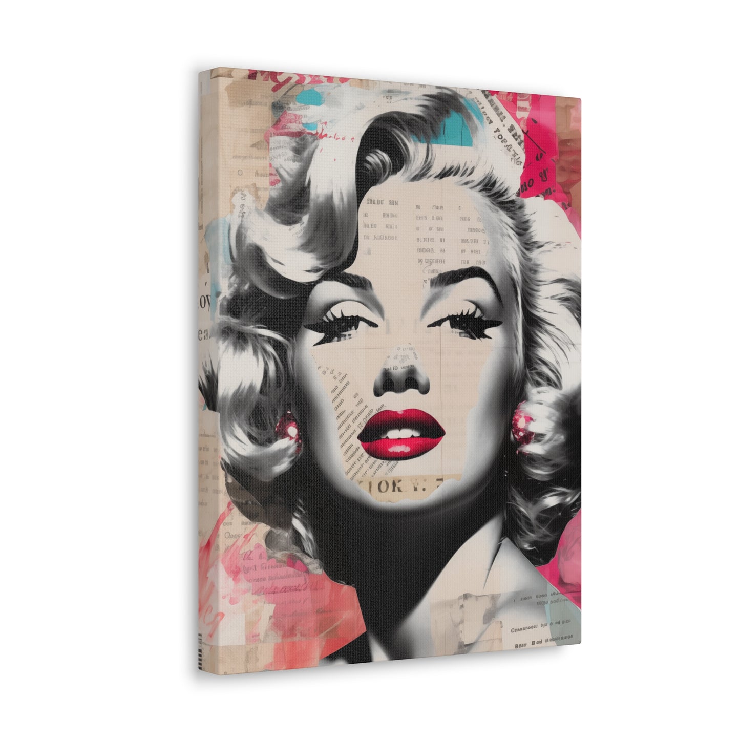Canvas Wall Art, Gallery Wrapped Pop Art, Celebrity Wall Art – Marilyn Monroe - Newsprint