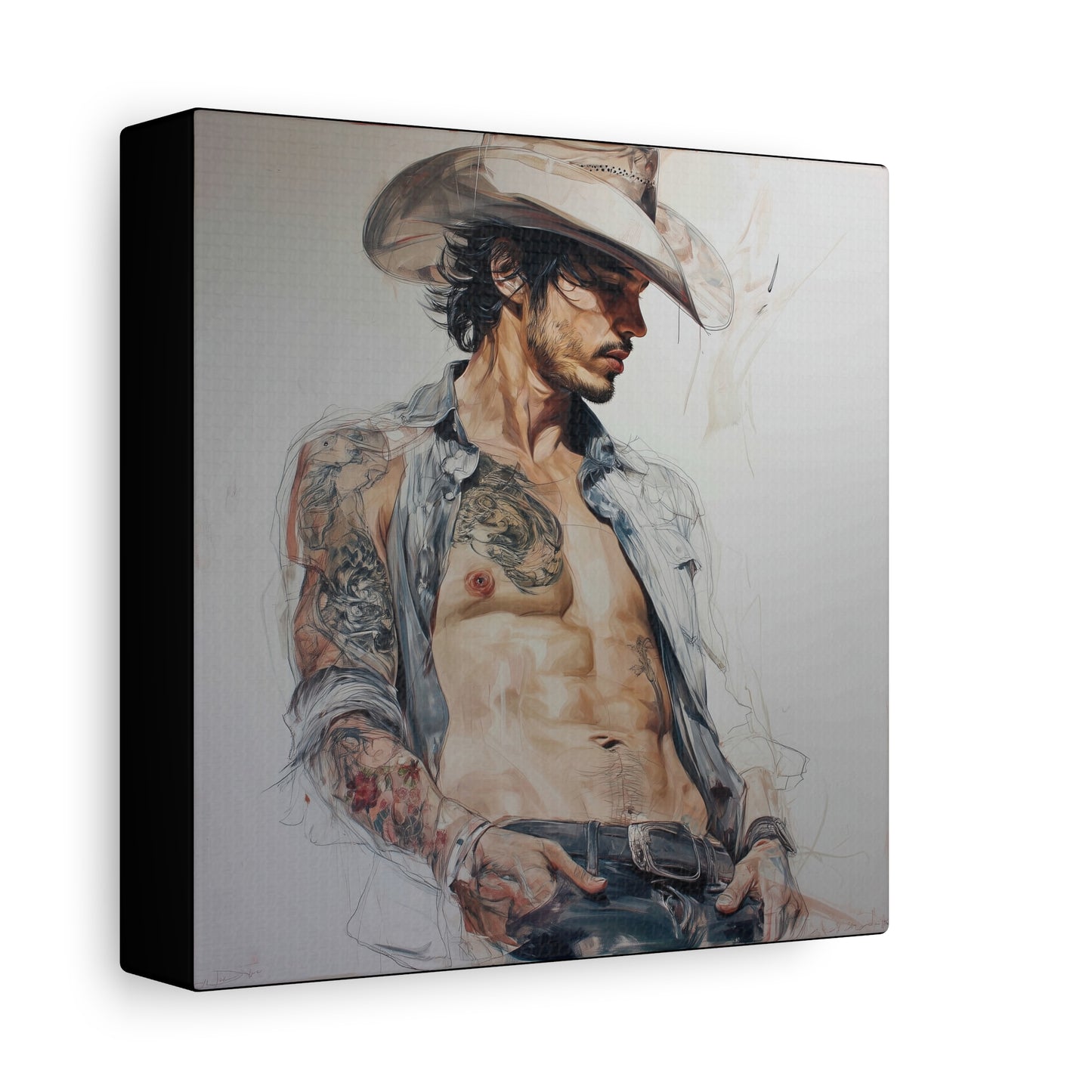 Gallery Wrapped Canvas, Wranglers and Wreckage Art Canvas, Erotic Pinup Art Canvas – Sawyer