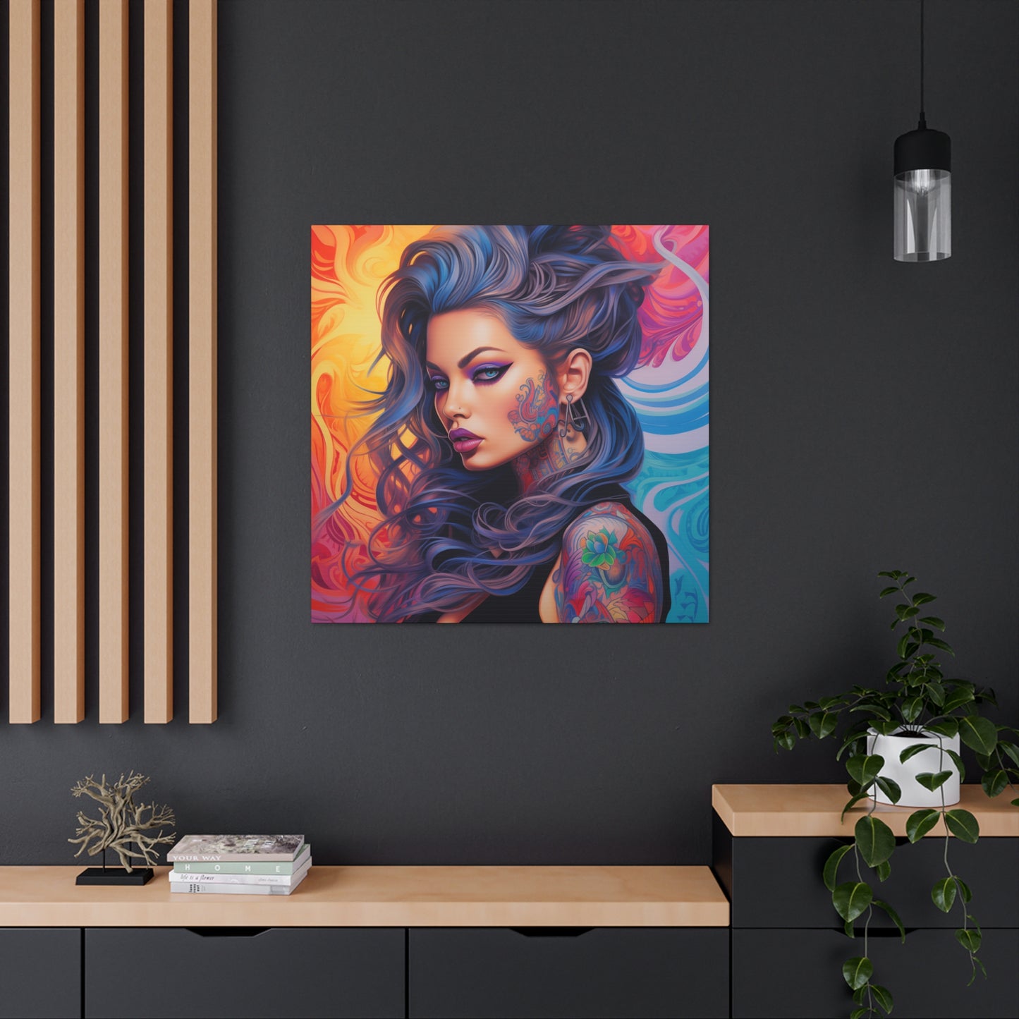 Gallery Wrapped Canvas, Edgy Tattooed Beauty, Urban Pop Art Canvas – Faye