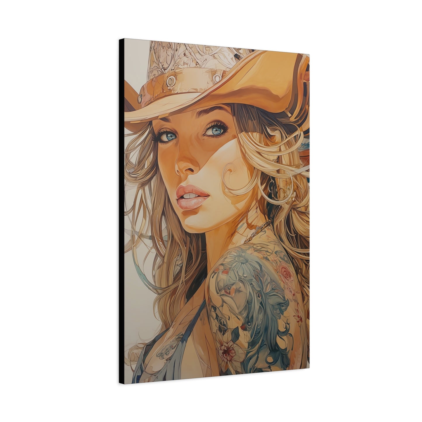 Gallery Wrapped Canvas, Wranglers and Wreckage Art Canvas, Erotic Pinup Art Canvas – Annie