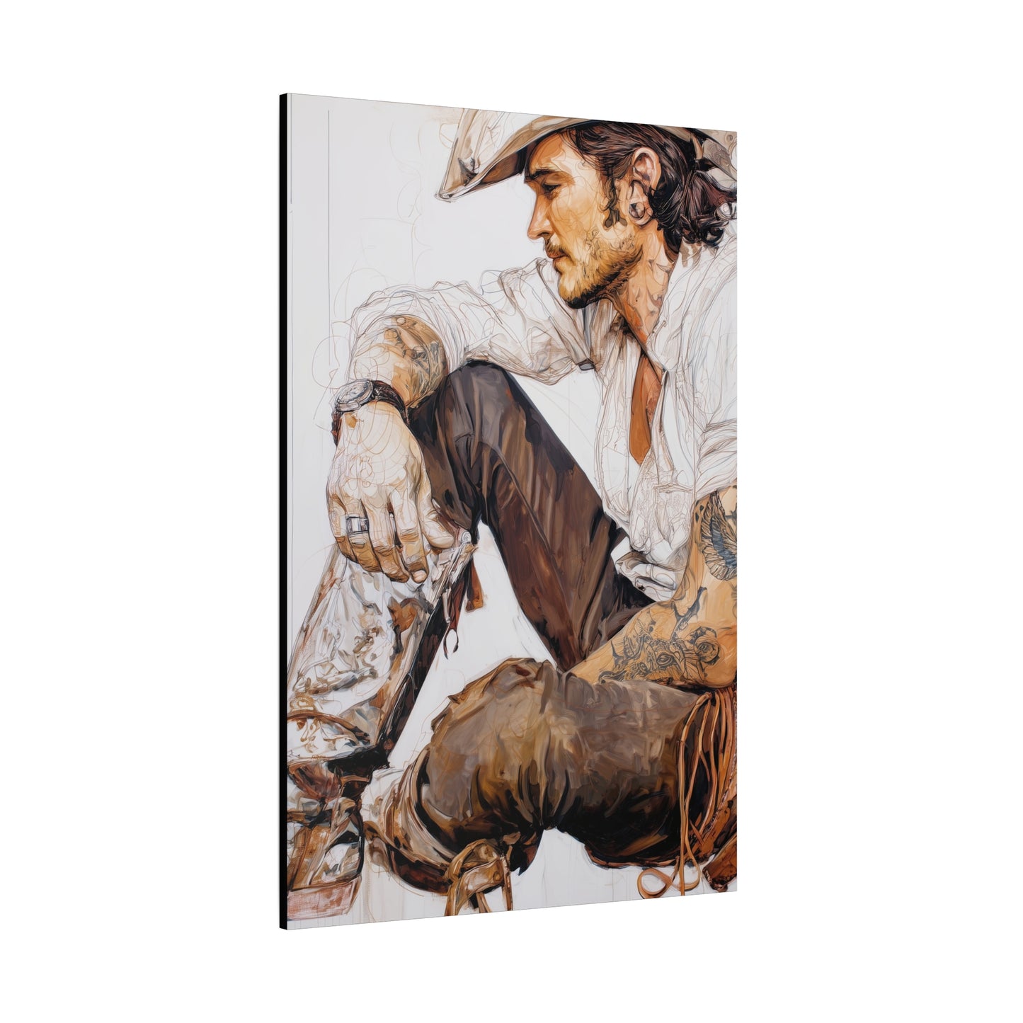 Gallery Wrapped Canvas, Wranglers and Wreckage Art Canvas, Erotic Pinup Art Canvas – Boone