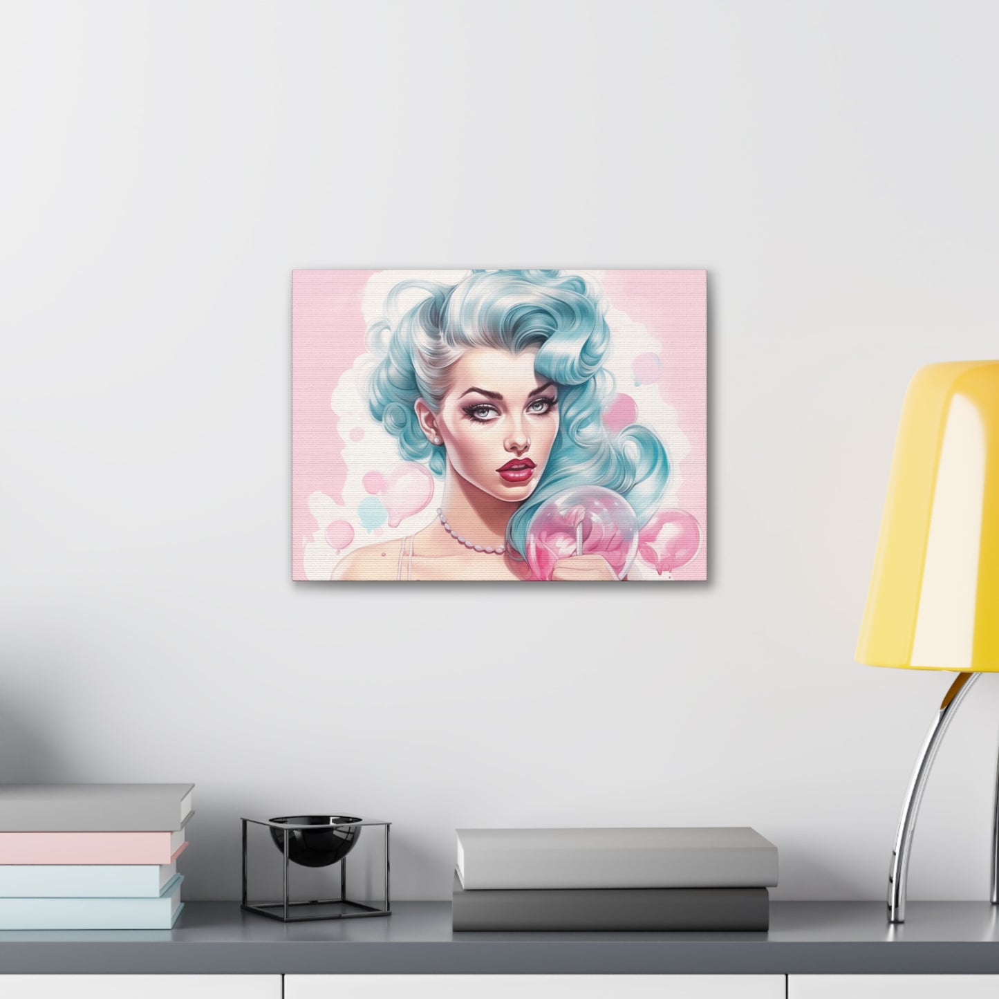 Canvas Gallery Wrapped High-Fashion Wall Art, Stylish Decor, Retro Femme Doll Pop Art – Tessa