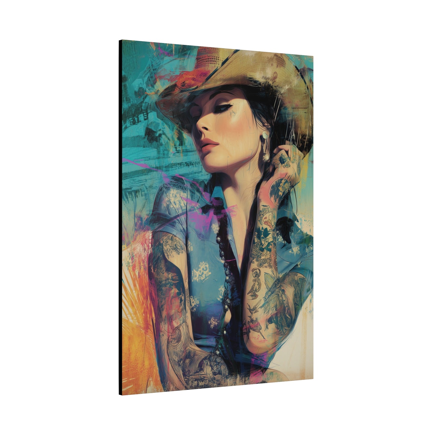 Gallery Wrapped Canvas, Wranglers and Wreckage Art Canvas, Erotic Pinup Art Canvas – Sierra