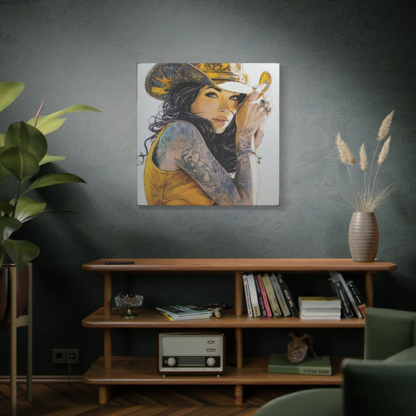 Gallery Wrapped Canvas, Wranglers and Wreckage Art Canvas, Erotic Pinup Art Canvas – Delilah