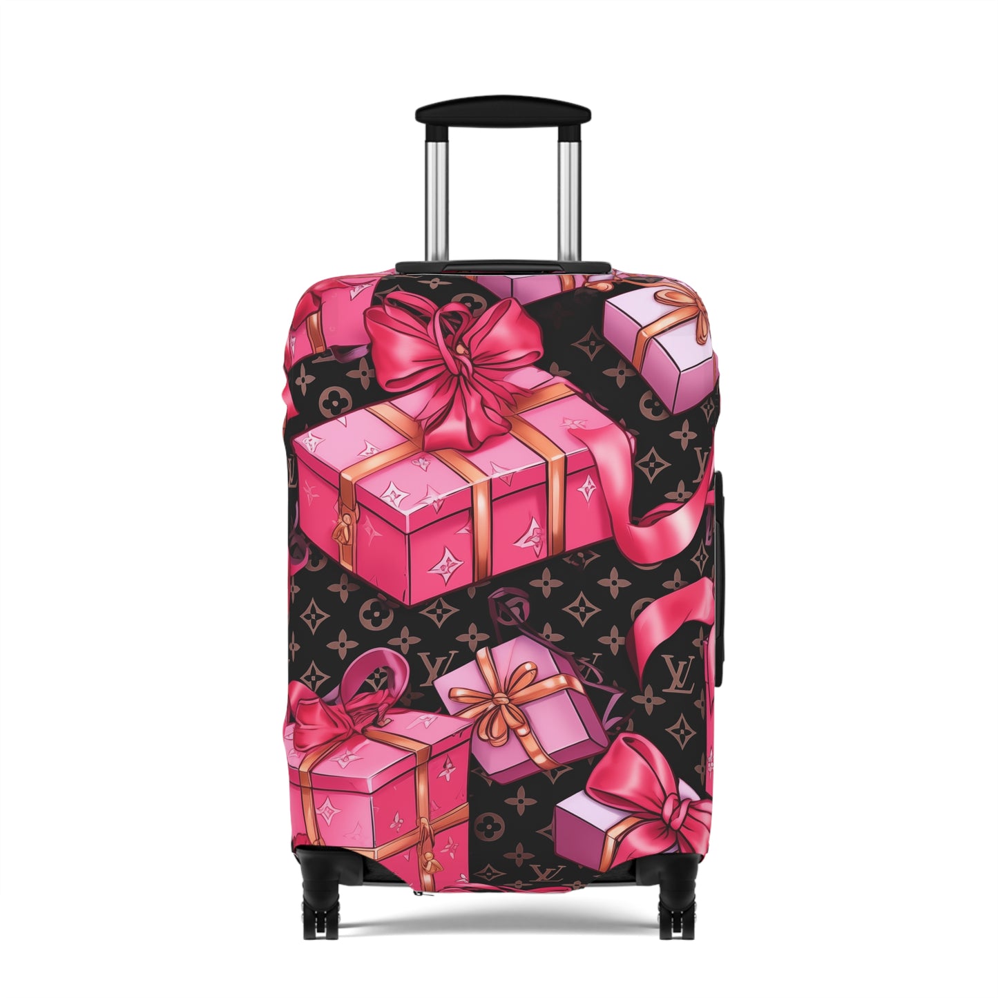 Designer Inspired Luggage Cover - LV Hot Pink