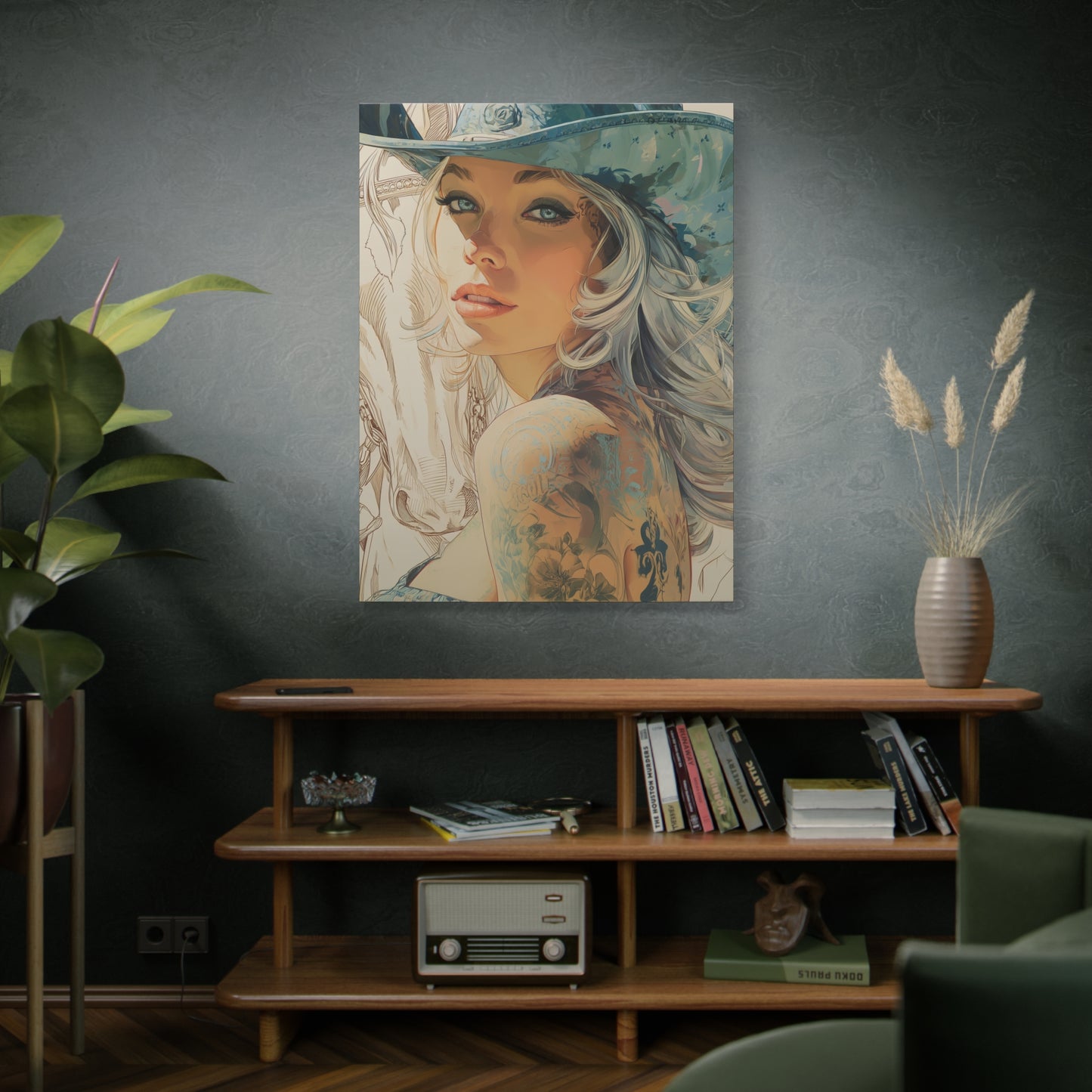 Gallery Wrapped Canvas, Wranglers and Wreckage Art Canvas, Erotic Pinup Art Canvas – Willa