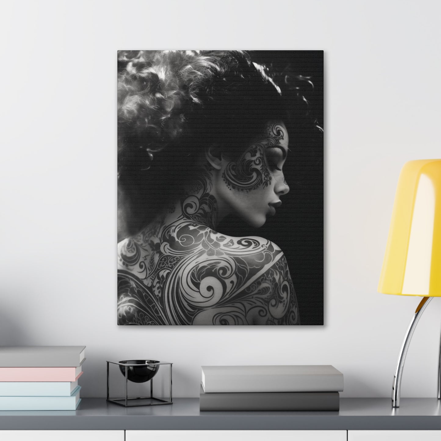 Canvas Gallery Wrap - Black and White Photography - Tattooed and Smoking Again