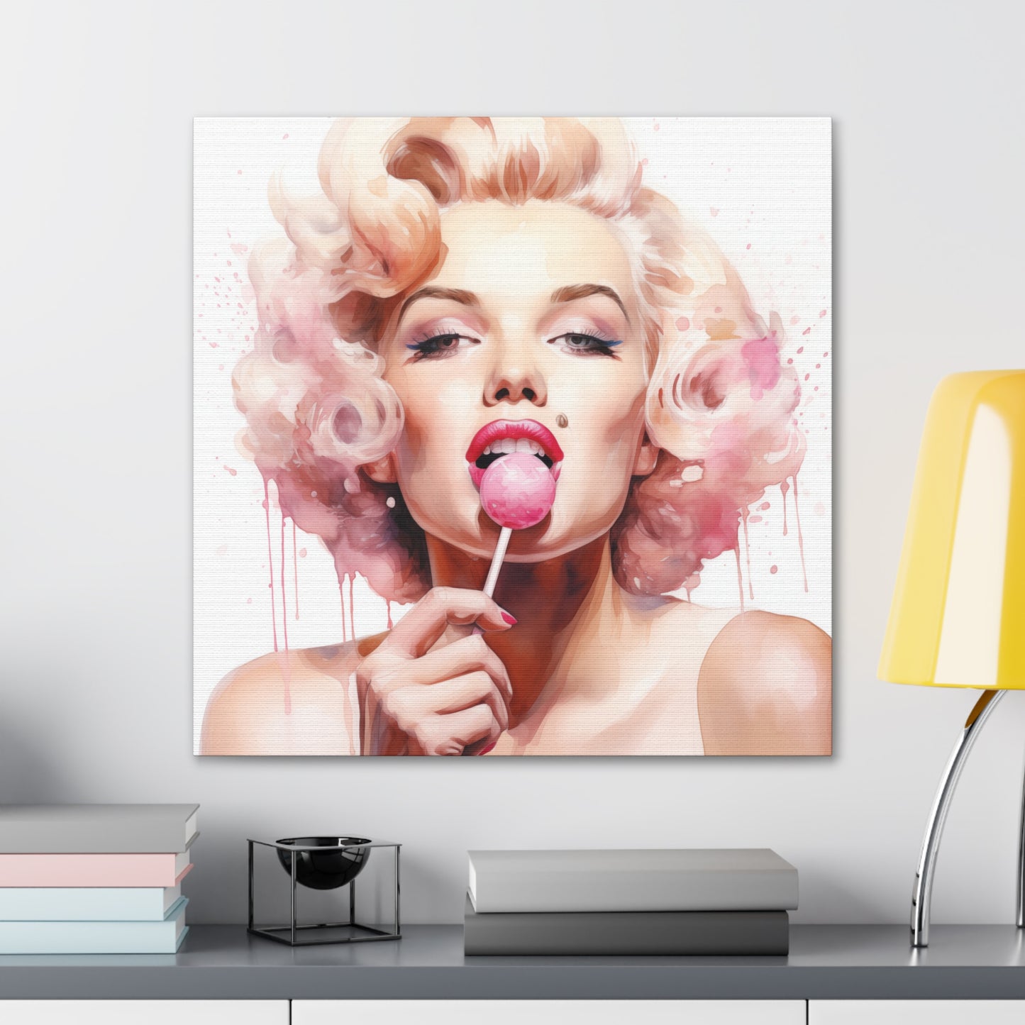 Canvas Wall Art, Gallery Wrapped Pop Art, Celebrity Wall Art – Marilyn Monroe - Lollipop
